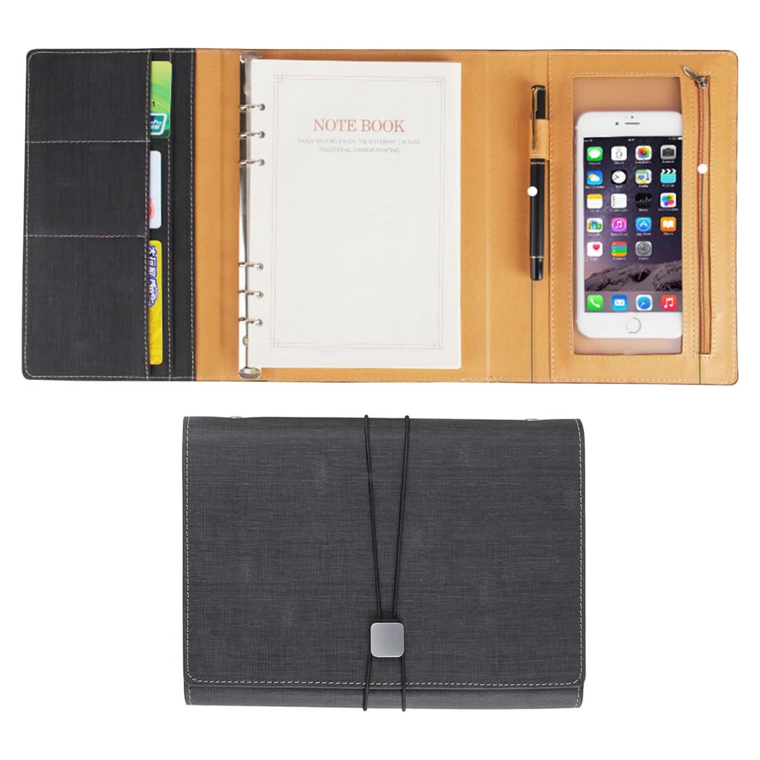 Funda de Folio Galagee para Cuaderno A5 Negro, Organizador Múltiple