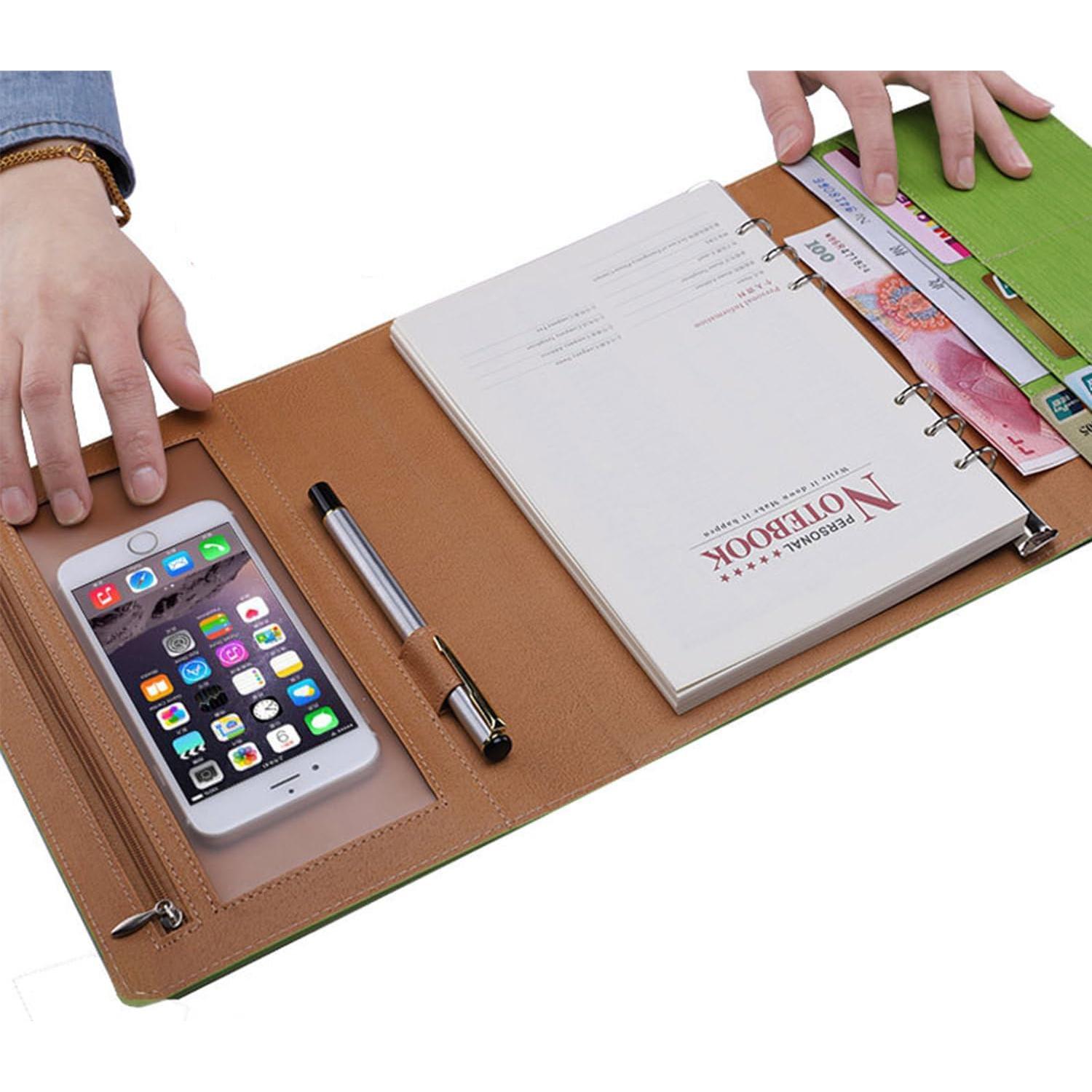 Funda de Folio Galagee para Cuaderno A5 Negro, Organizador Múltiple