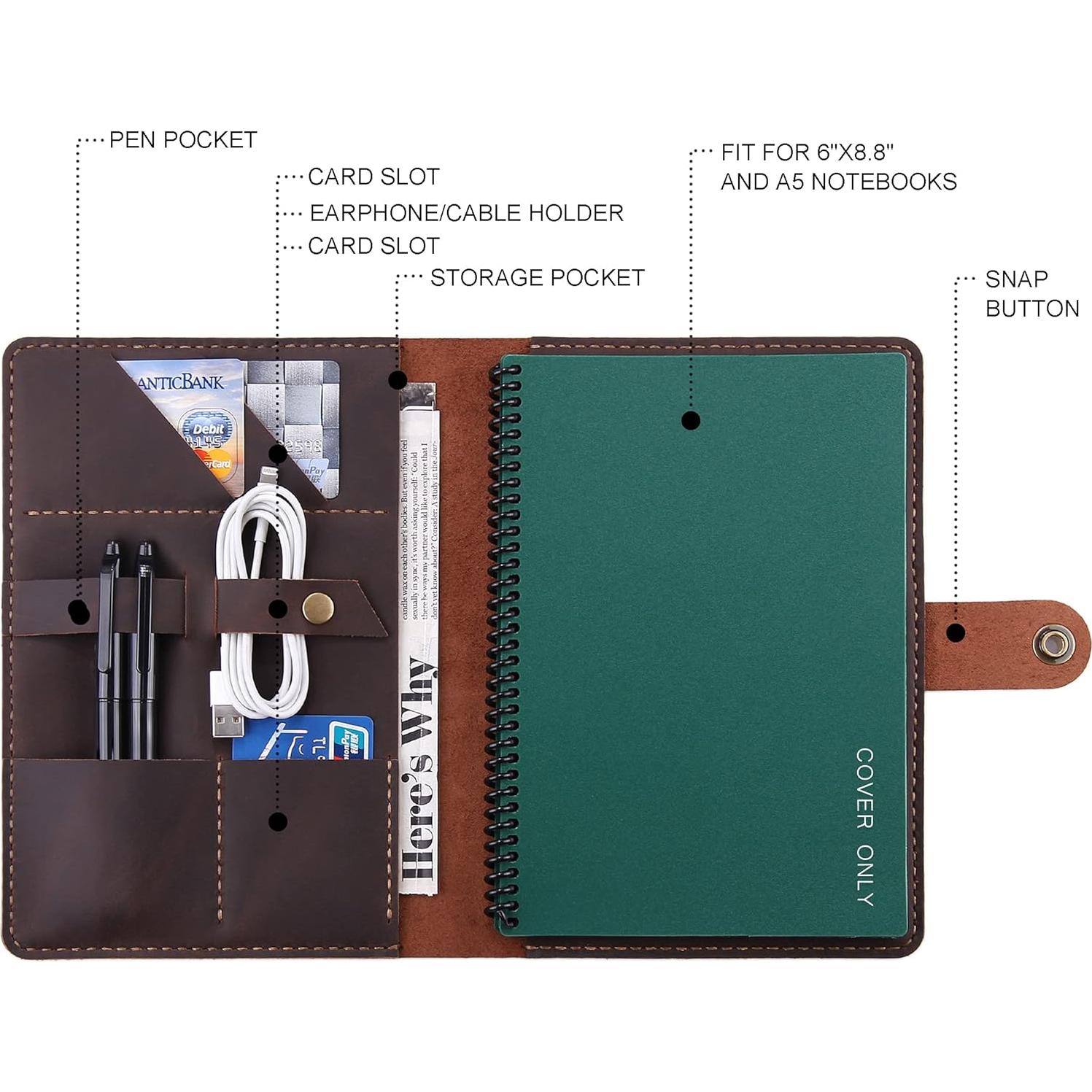 Cubierta de Cuero Robrasim A5 Hecha a Mano - Café