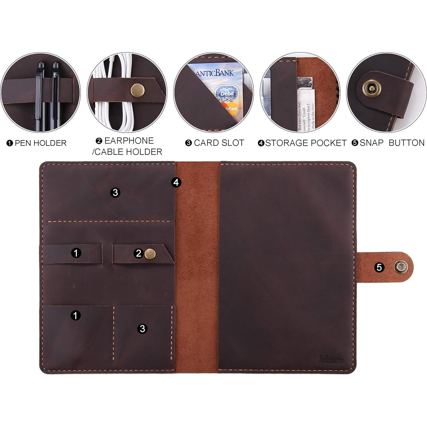 Cubierta de Cuero Robrasim A5 Hecha a Mano - Café