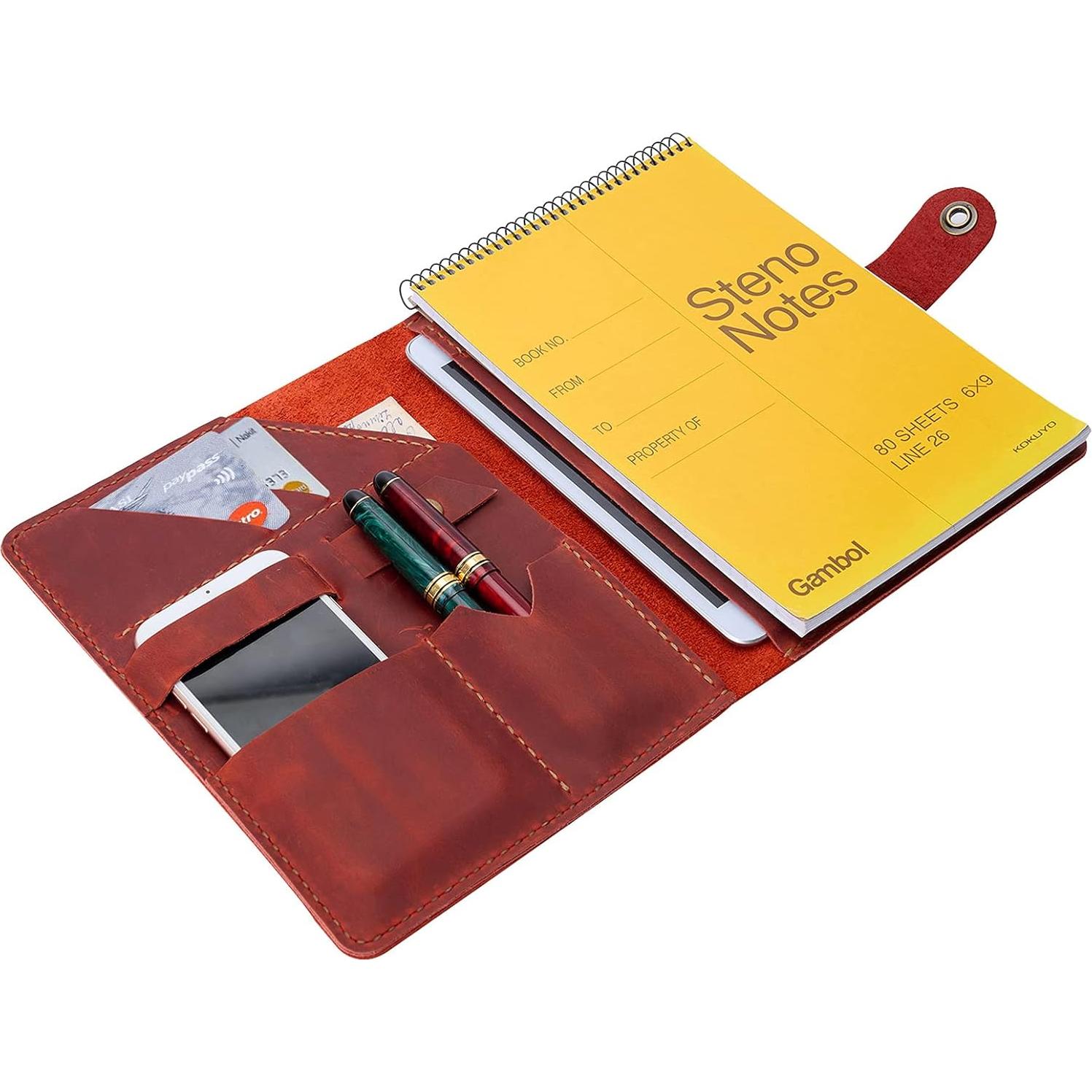 Cubierta de Cuaderno de Cuero Wowlomo A5 Hecha a Mano Rojo Vino