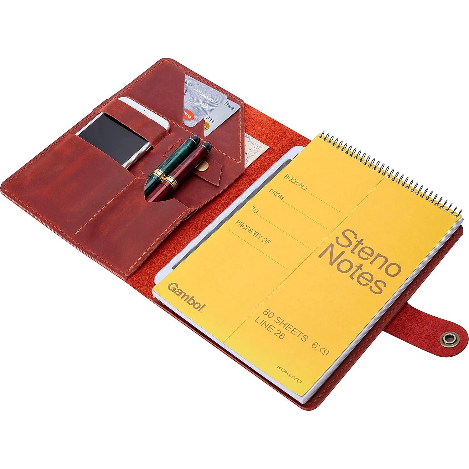 Cubierta de Cuaderno de Cuero Wowlomo A5 Hecha a Mano Rojo Vino