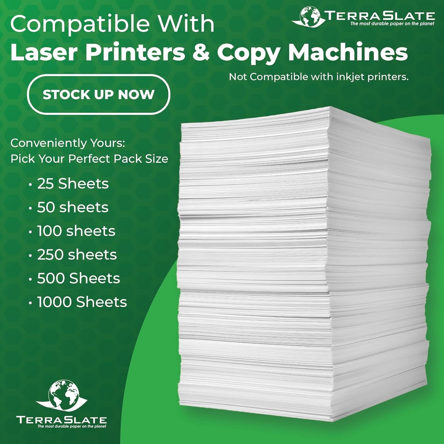 Papel Premium TerraSlate Resistente al Agua 50 Hojas 21.6x27.9cm