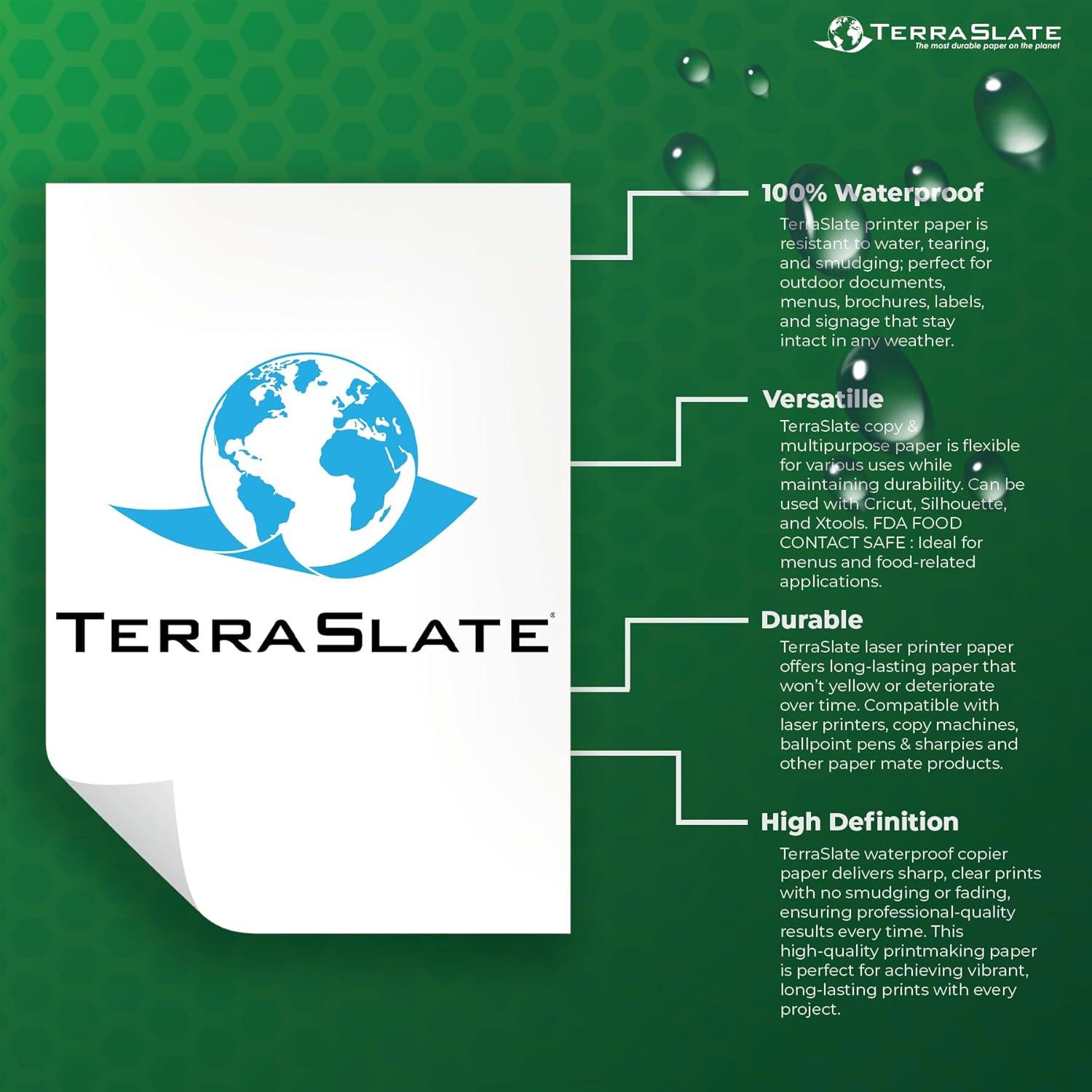 Papel Premium TerraSlate Resistente al Agua 50 Hojas 21.6x27.9cm