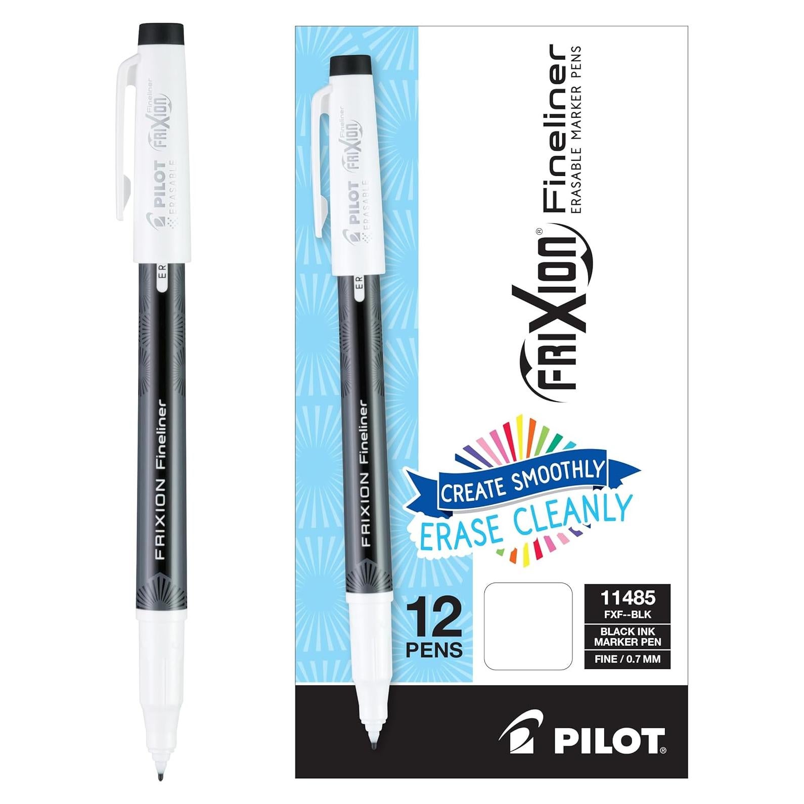 Bolígrafos Borrables Pilot FriXion 0.7 mm Negro - Paquete 12