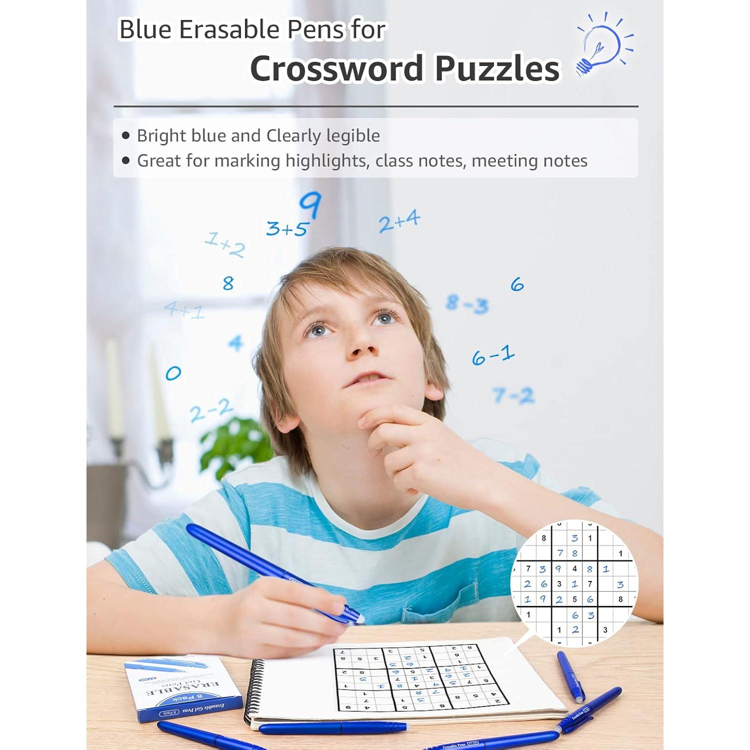 Bolígrafos de Gel Borrables KERIFI 0.7mm Azul - Paquete de 8