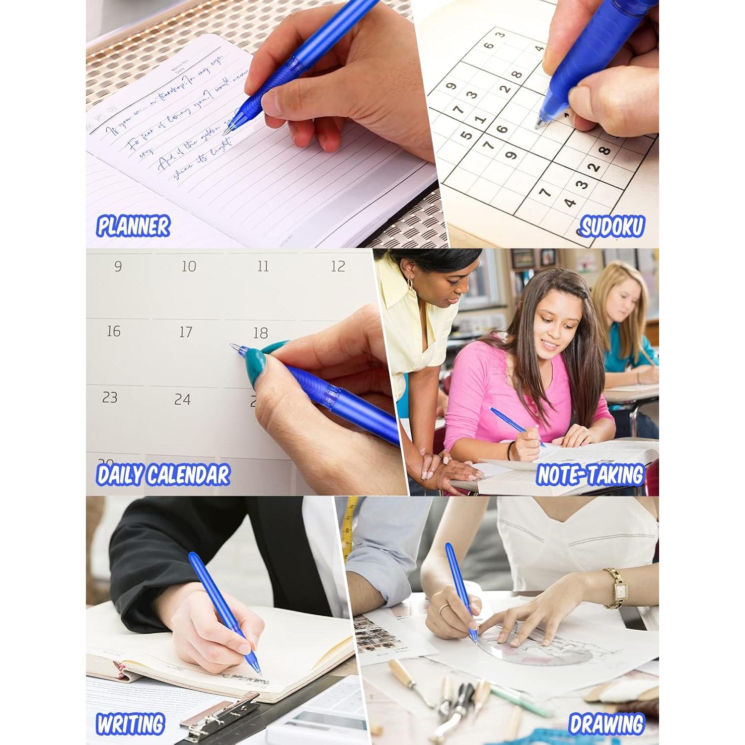 Bolígrafos de Gel Borrables KERIFI 0.7mm Azul - Paquete de 8