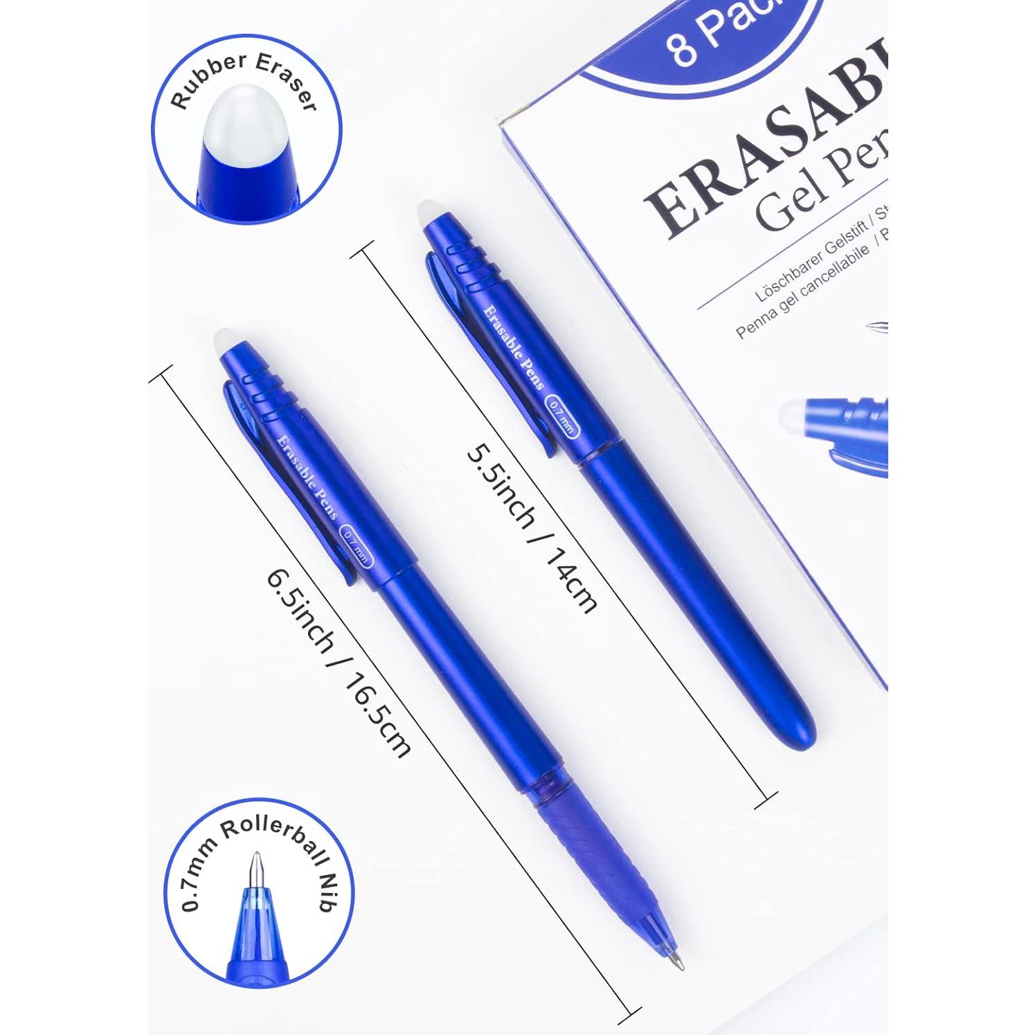 Bolígrafos de Gel Borrables KERIFI 0.7mm Azul - Paquete de 8