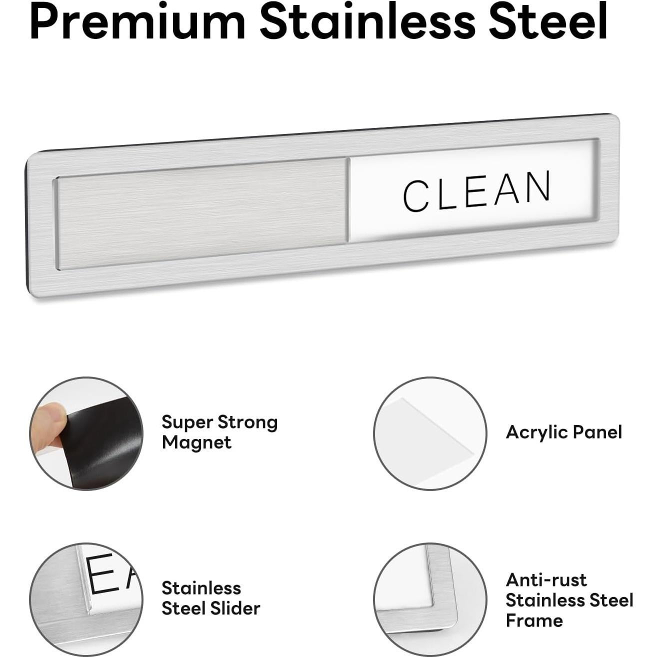 Imán de Lavavajillas KitchenTour Limpio Sucio Acero Inoxidable