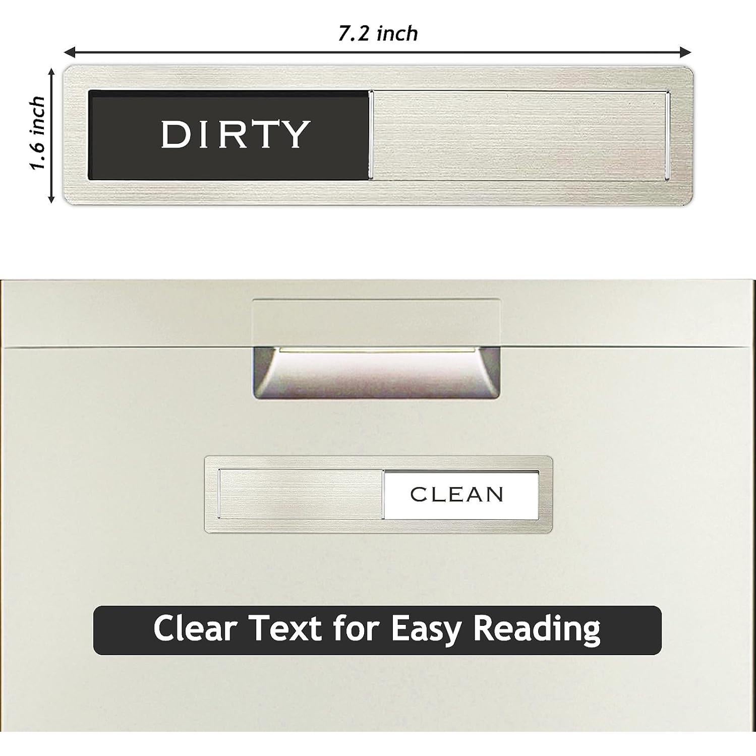 Imán Lavavajillas Limpio Sucio YEWGARB Acero Inoxidable 17.78cm