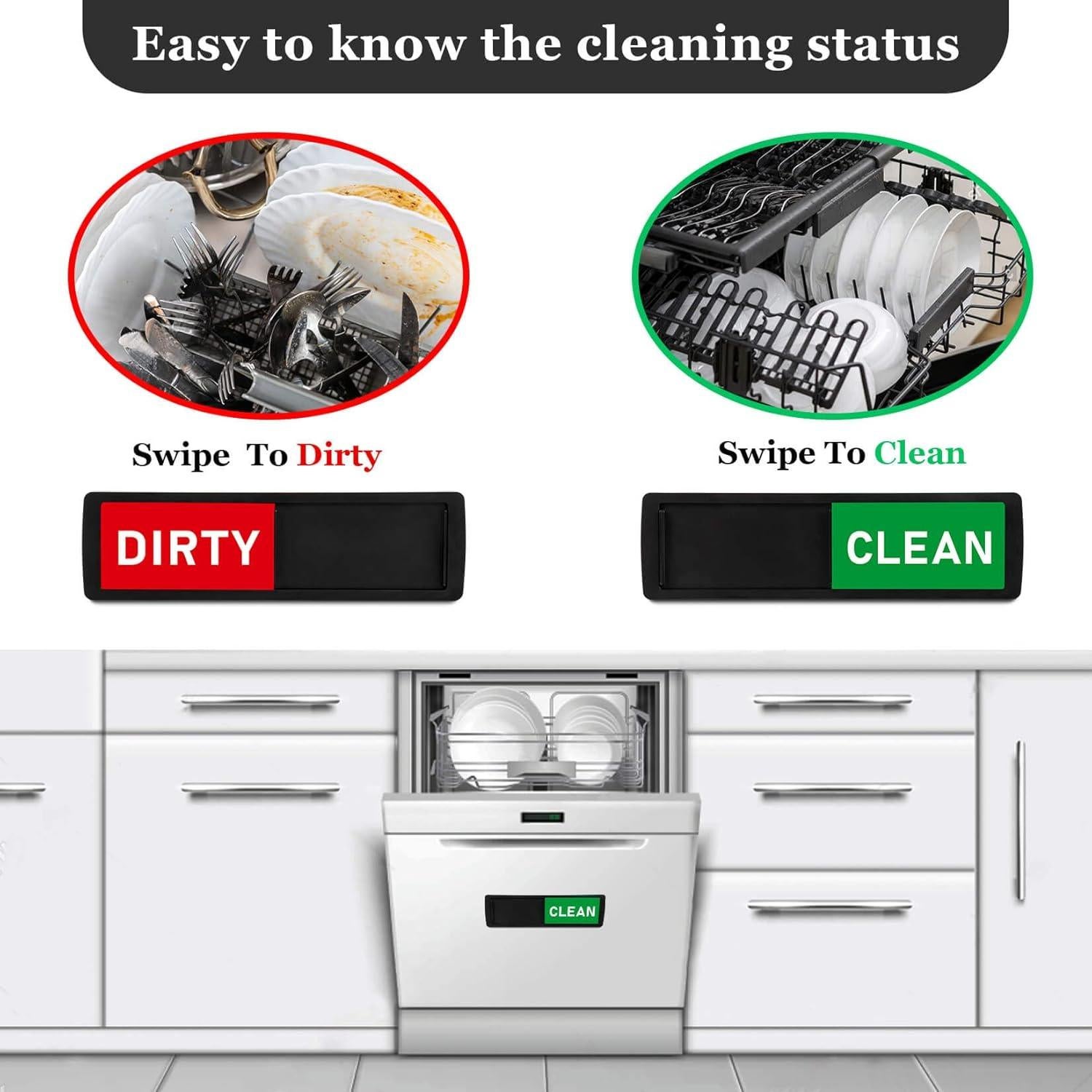 Imán de Lavavajillas Limpio Sucio PSLER 17.46x4.99cm Negro