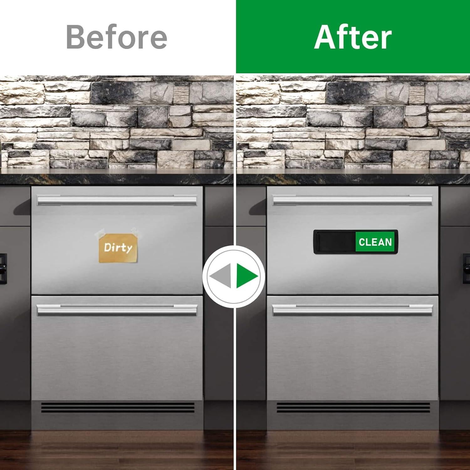 Imán de Lavavajillas Limpio Sucio PSLER 17.46x4.99cm Negro