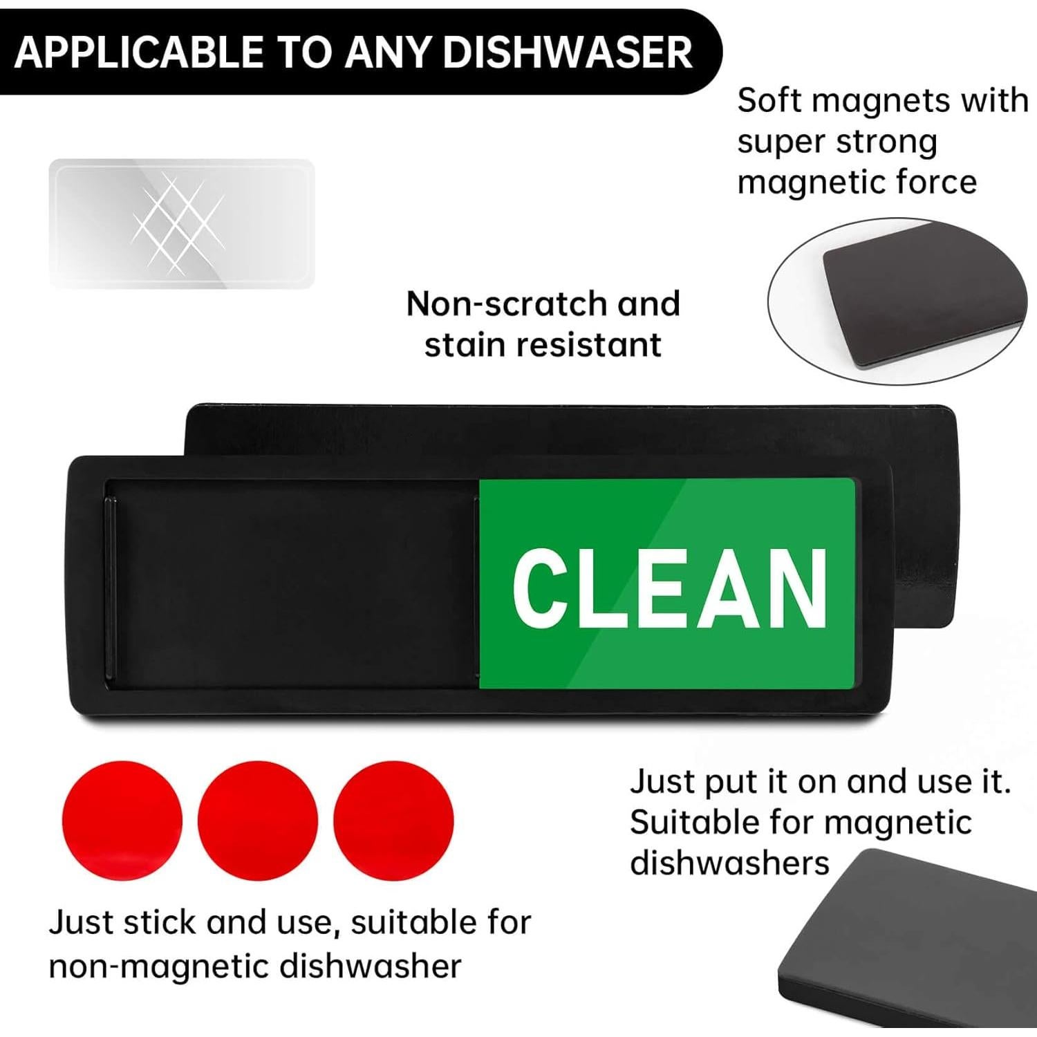 Imán de Lavavajillas Limpio Sucio PSLER 17.46x4.99cm Negro