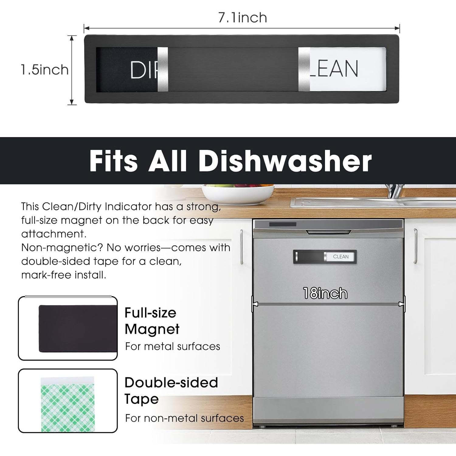 Imán para Lavavajillas Limpio Sucio HYF DESIGN Acero Inoxidable