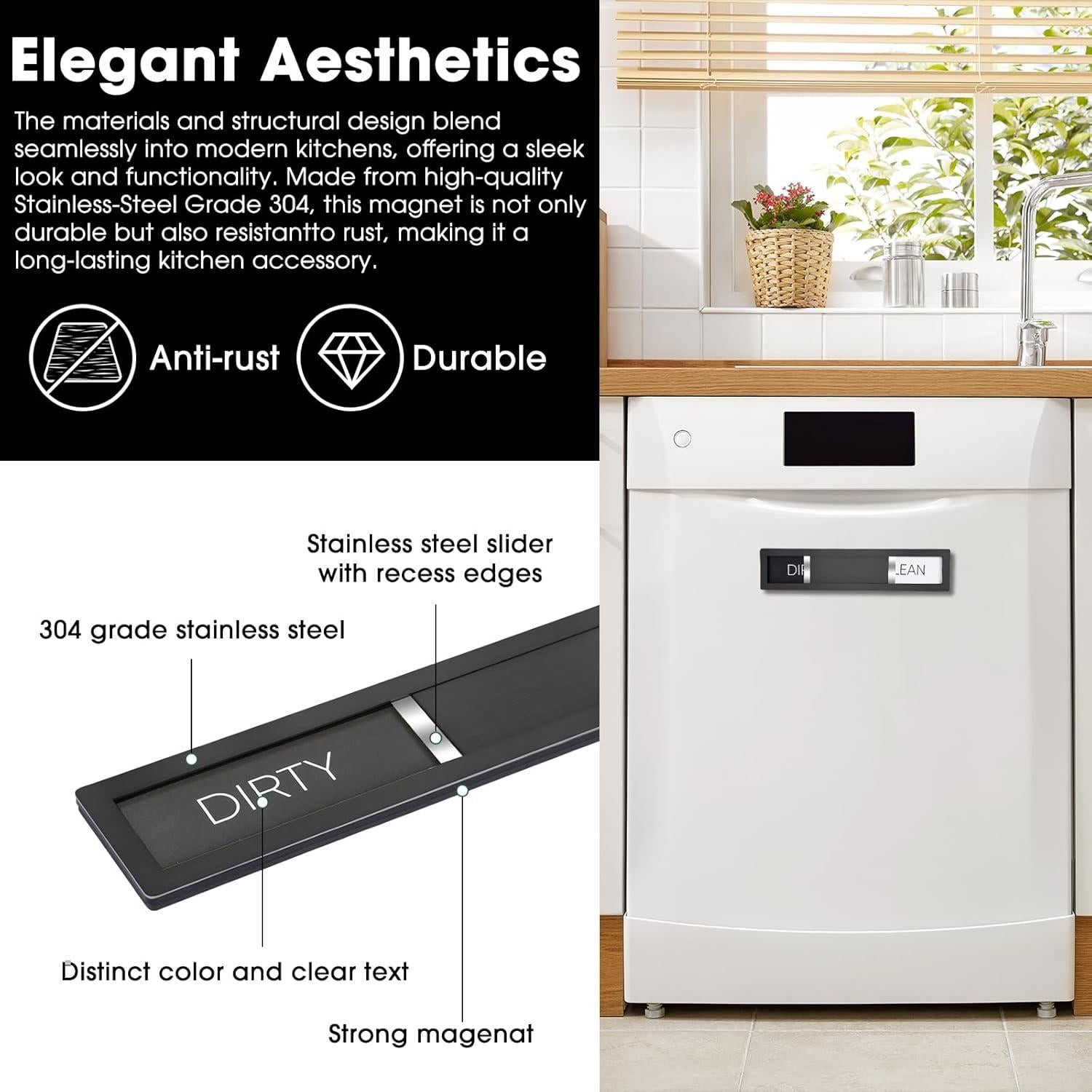 Imán para Lavavajillas Limpio Sucio HYF DESIGN Acero Inoxidable