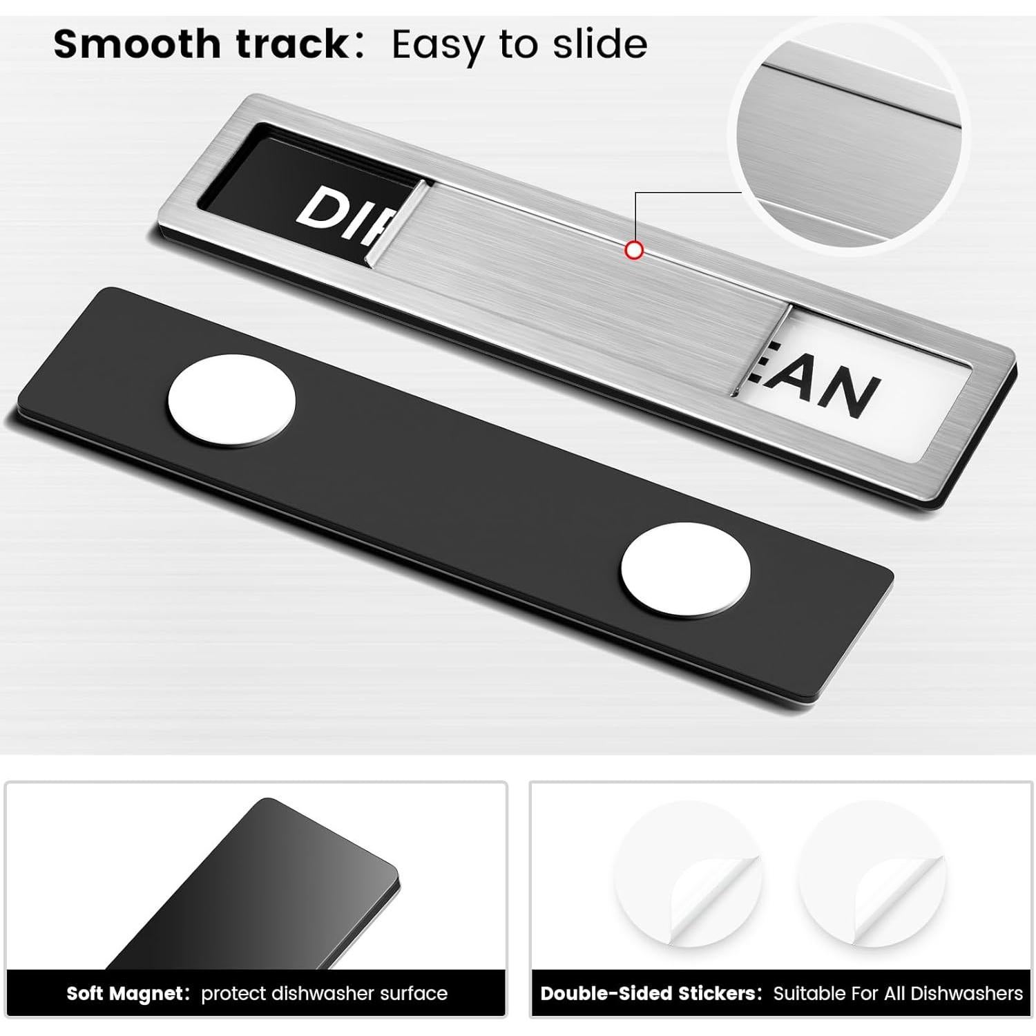 Imán de Lavavajillas Limpio Sucio Cimkiz Acero Inoxidable 18x4cm