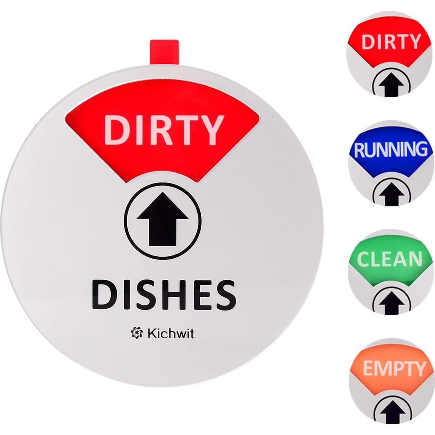 Kichwit Imán de Lavavajillas Limpio Sucio 10.16 cm Plata