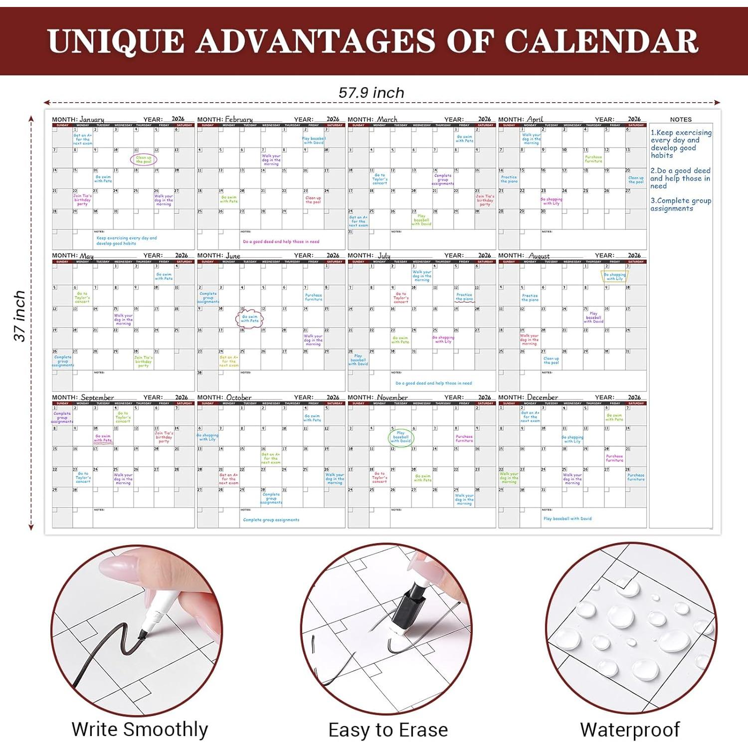 Calendario de Pizarra Borrable Grande MaaIbok 94x147 cm