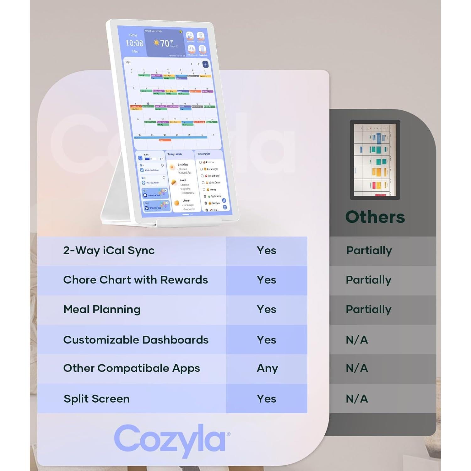 Calendario Digital Cozyla+ 39.6 cm Pantalla Táctil Blanco