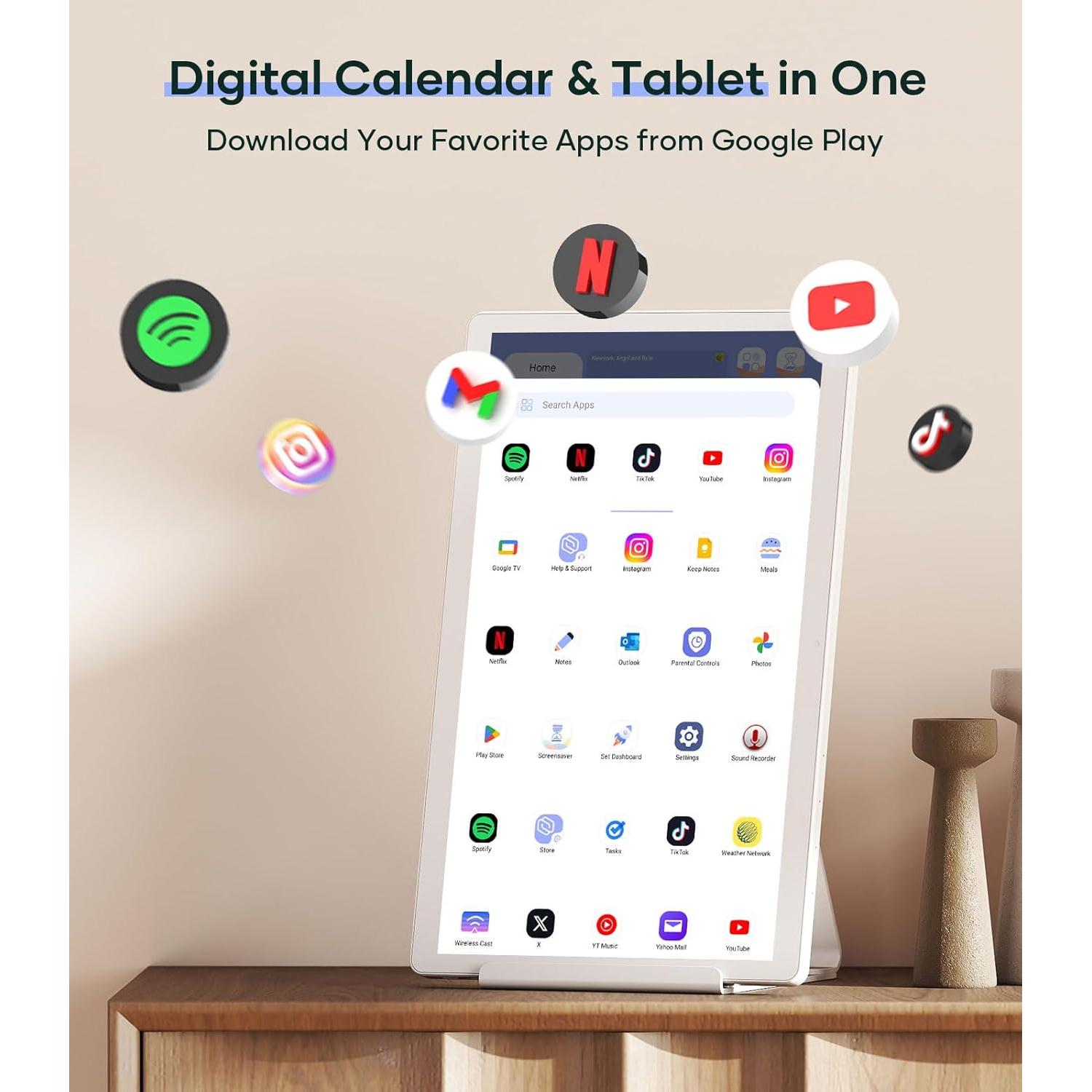 Calendario Digital Cozyla+ 39.6 cm Pantalla Táctil Blanco