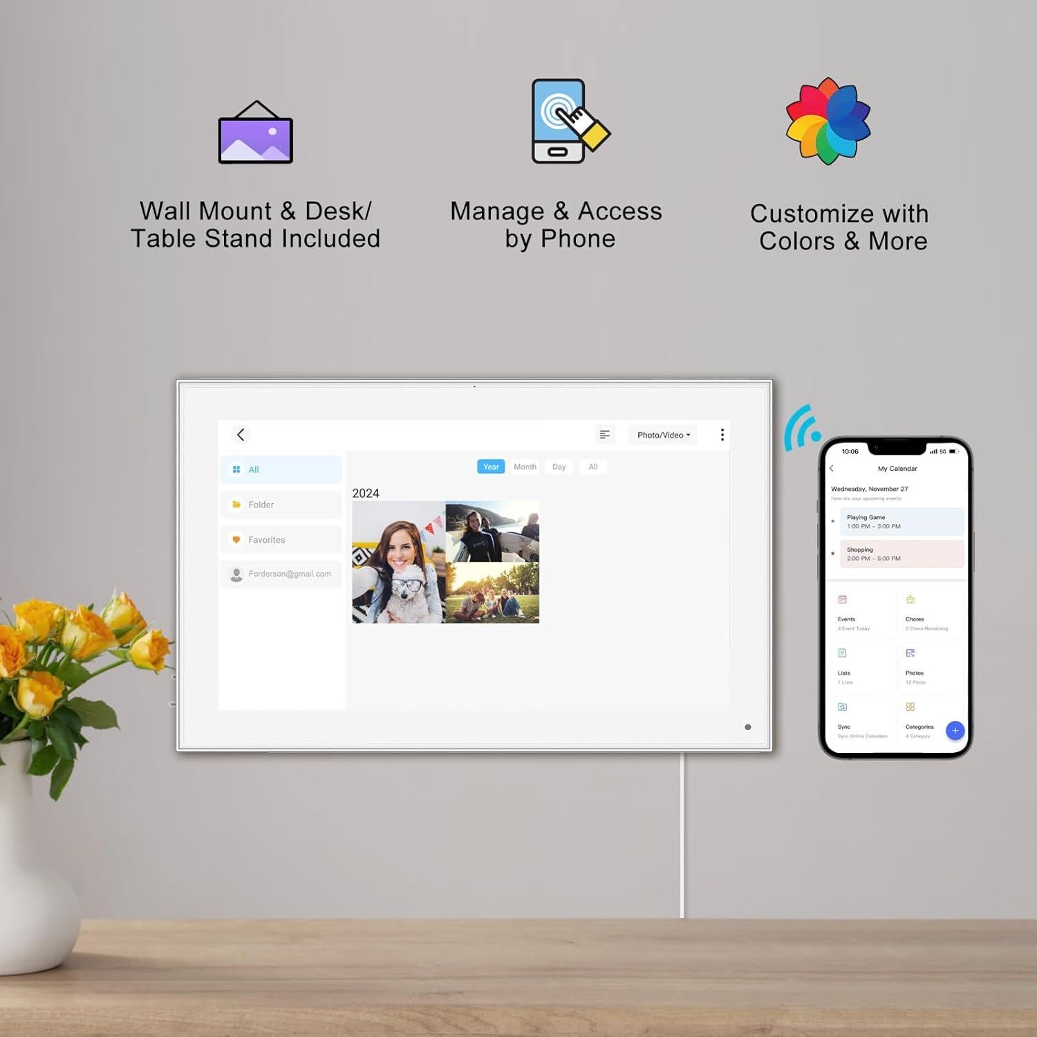 Calendario Digital 15.6" SSA - Planificador Inteligente WiFi FHD