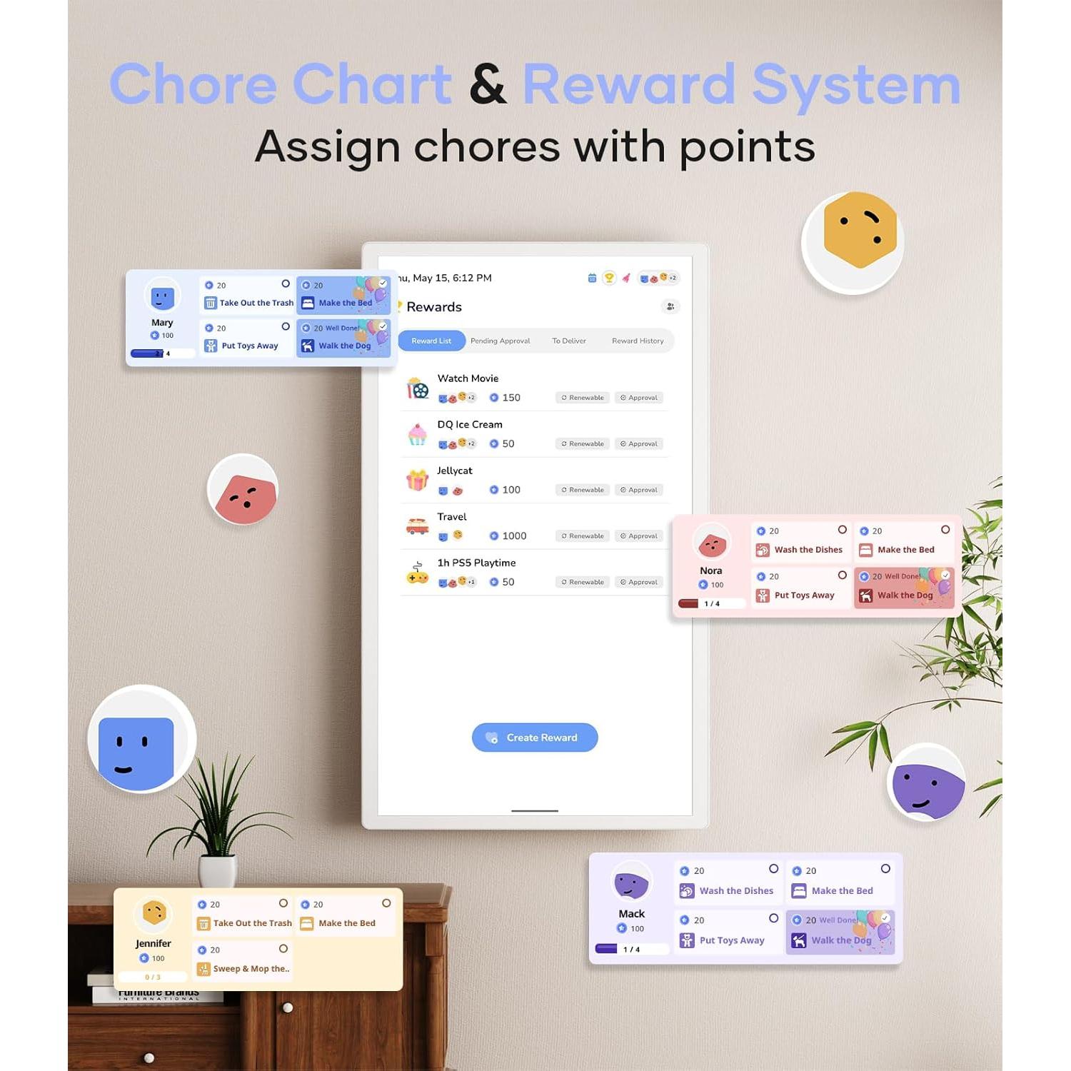 Calendario Digital Cozyla+ 60.96 cm Pared Blanco Táctil