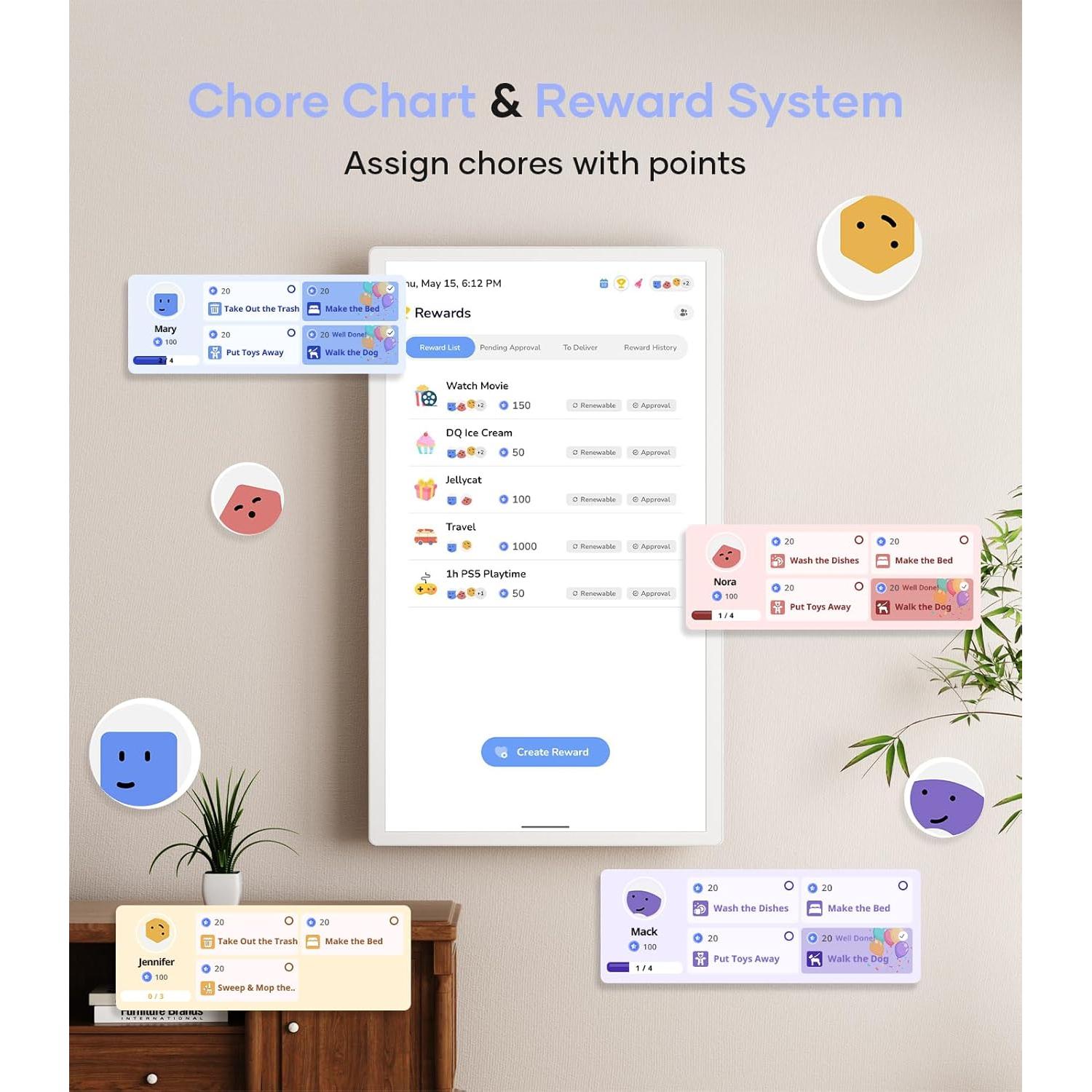 Calendario Digital Cozyla+ 32" Pantalla Táctil Blanco