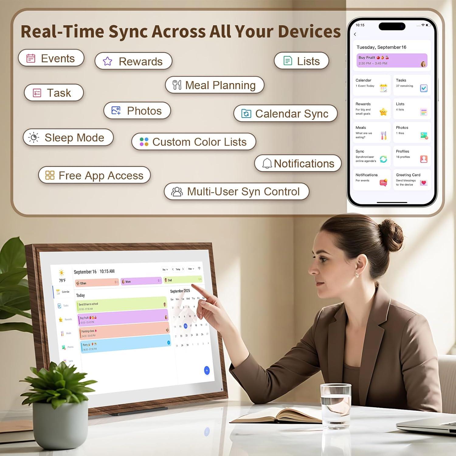 Calendario Digital 15.6" Canupdog Pantalla Táctil Full HD