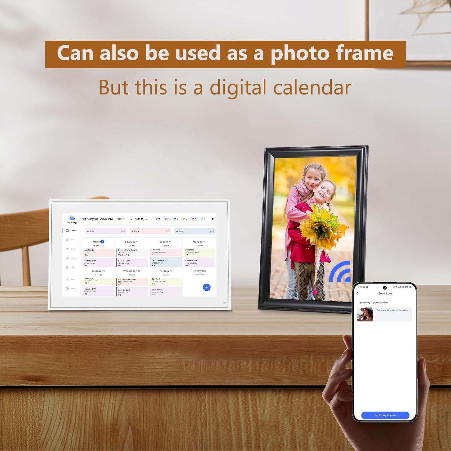 Calendario Digital 10.1" Herncptar Pantalla Táctil WiFi Blanco