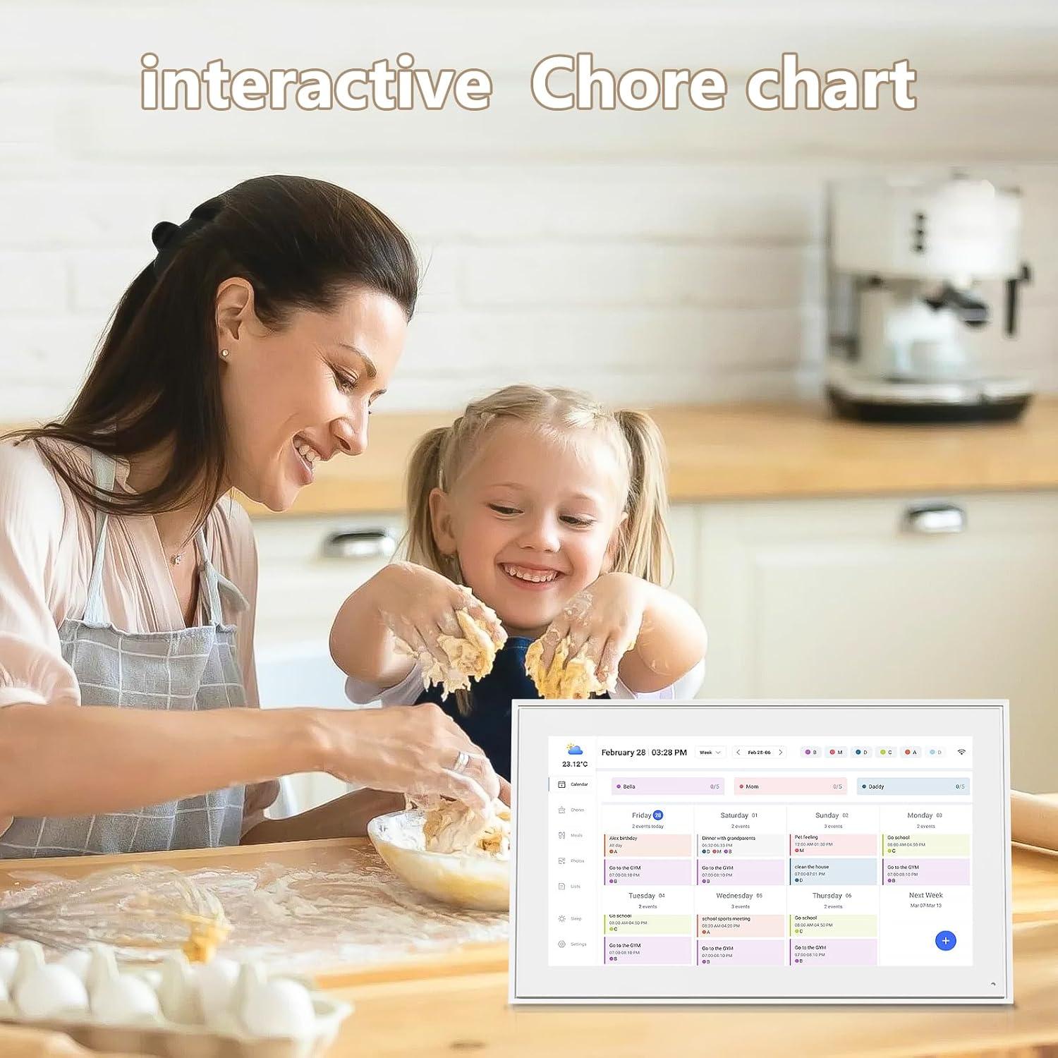 Calendario Digital 10.1" Herncptar Pantalla Táctil WiFi Blanco