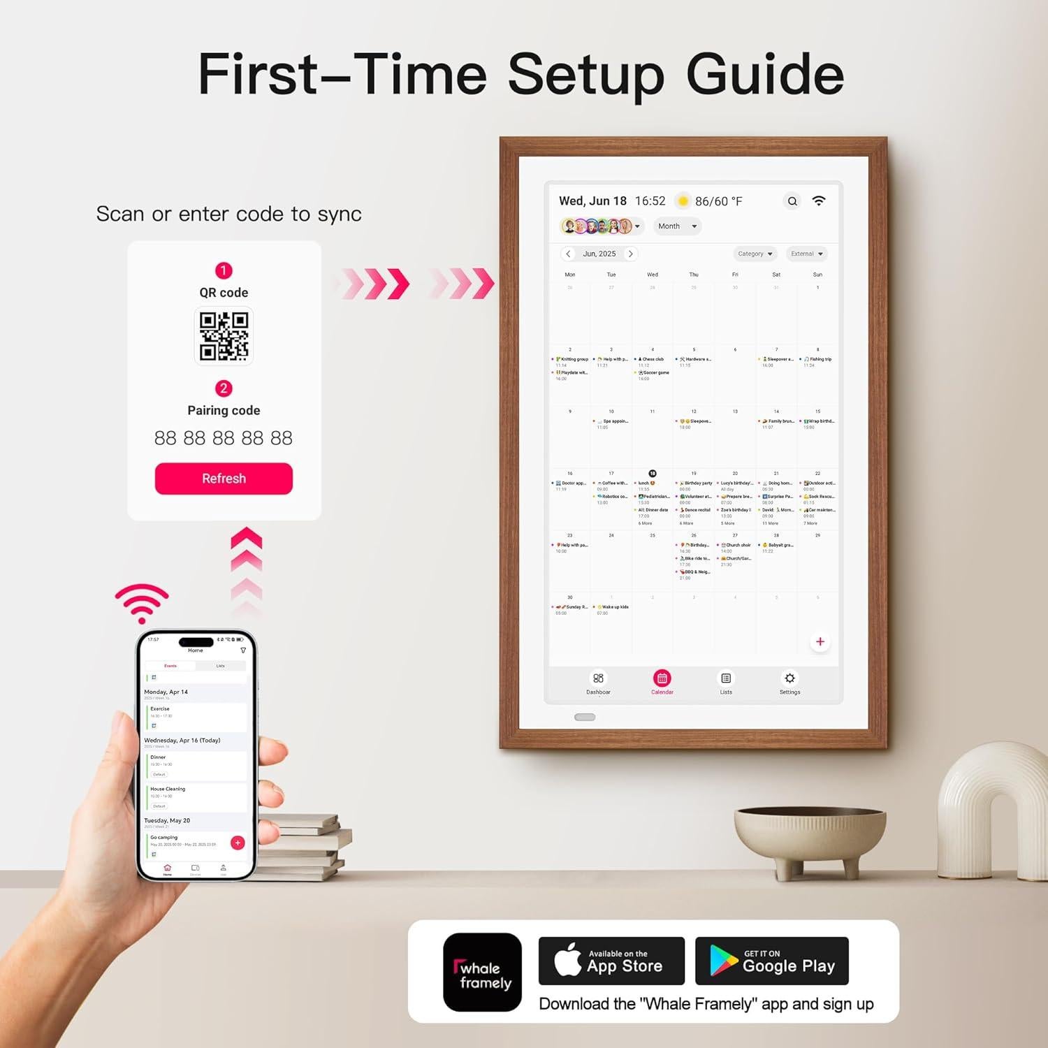 Calendario Digital de Pared 21.5" BIGASUO Táctil HD