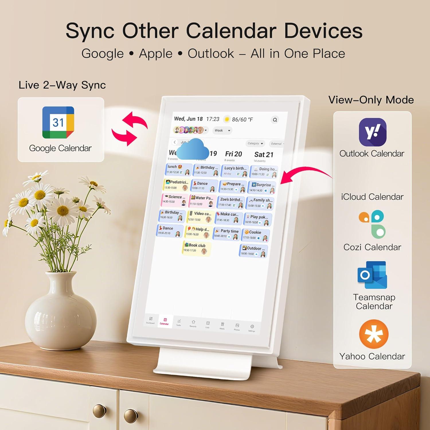 Calendario Digital BIGASUO 15.6" Pantalla Táctil Full HD