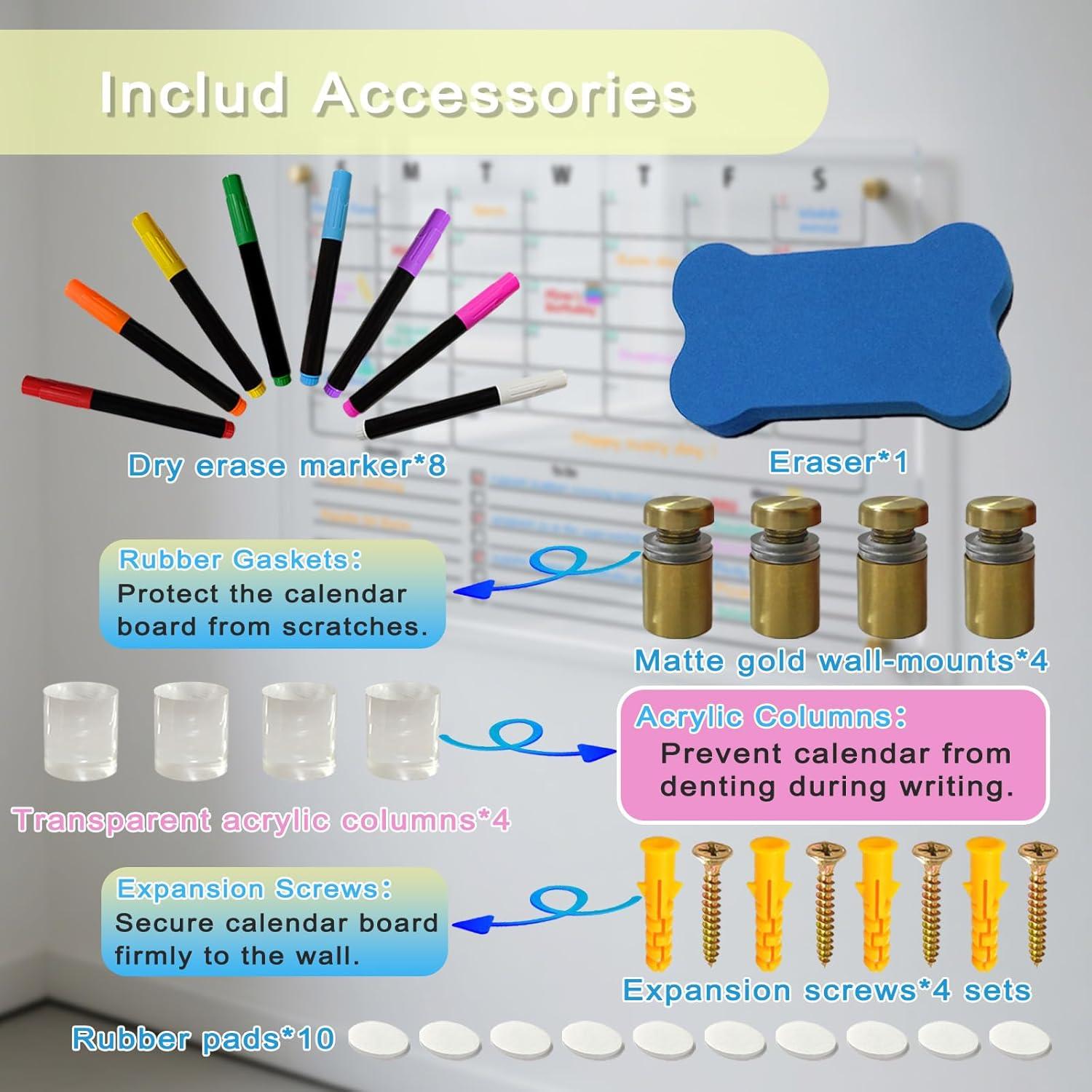 Calendario Acrílico Transparente IJIJIJ 60x40cm Pizarra Mensual