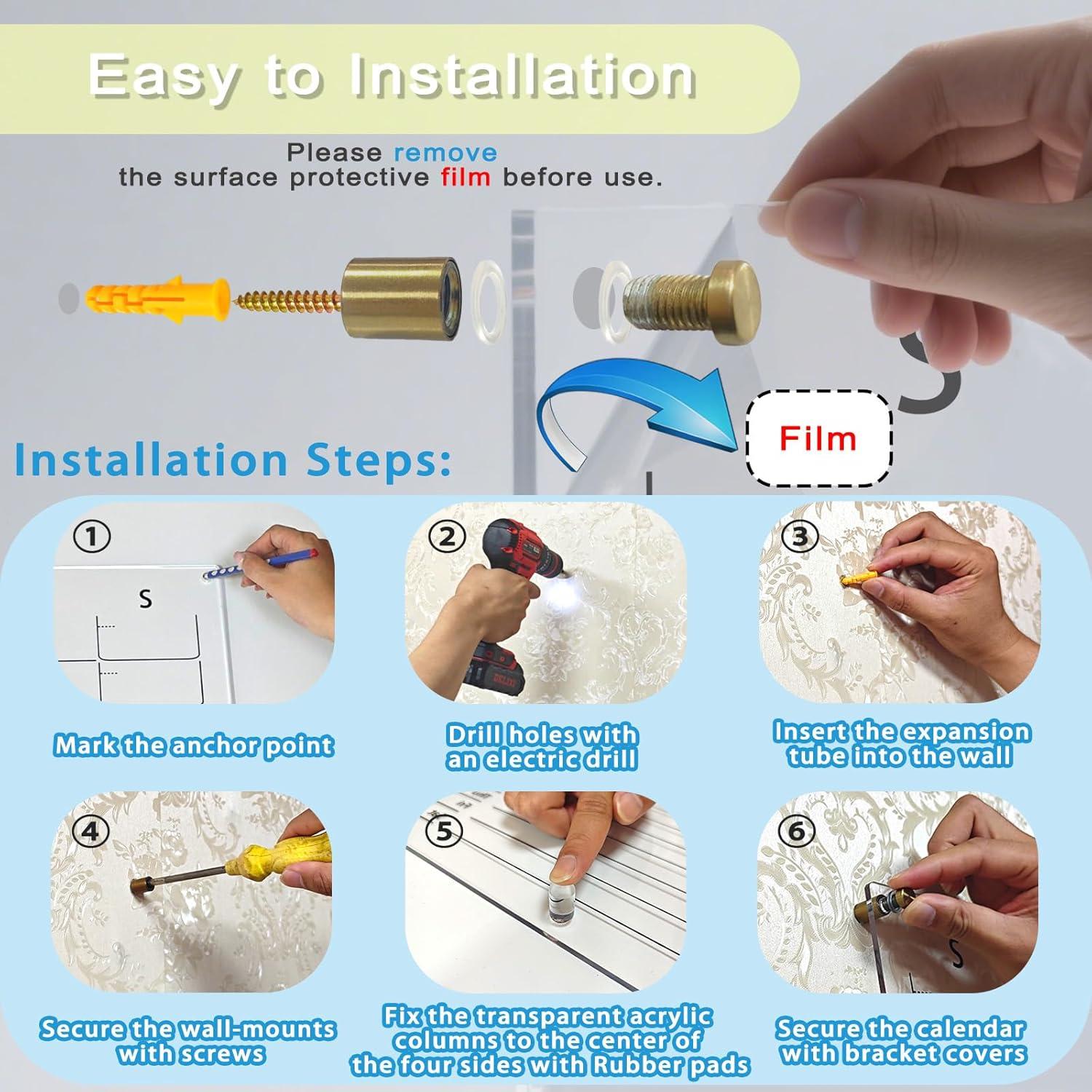 Calendario Acrílico Transparente IJIJIJ 60x40cm Pizarra Mensual