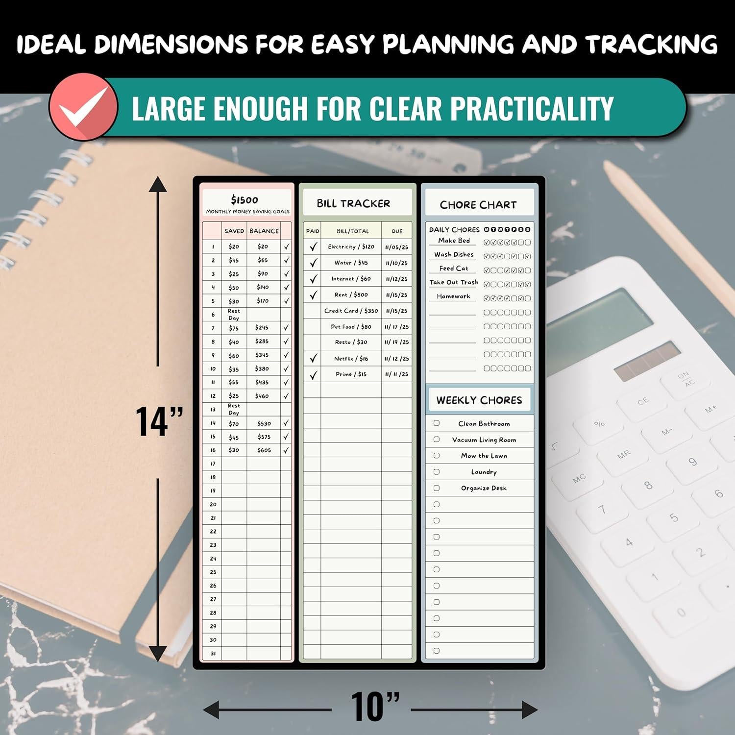 Planificador Magnético de Presupuesto Sunsella 25.4x35.6 cm