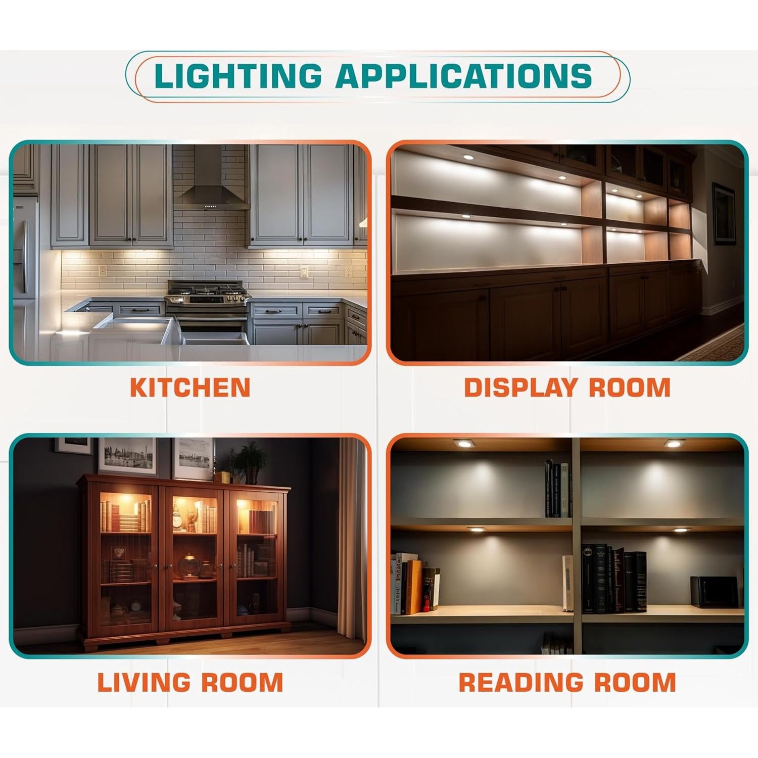 Luces LED Puck Lvyinyin 14 Luces Blanco Cálido Regulables