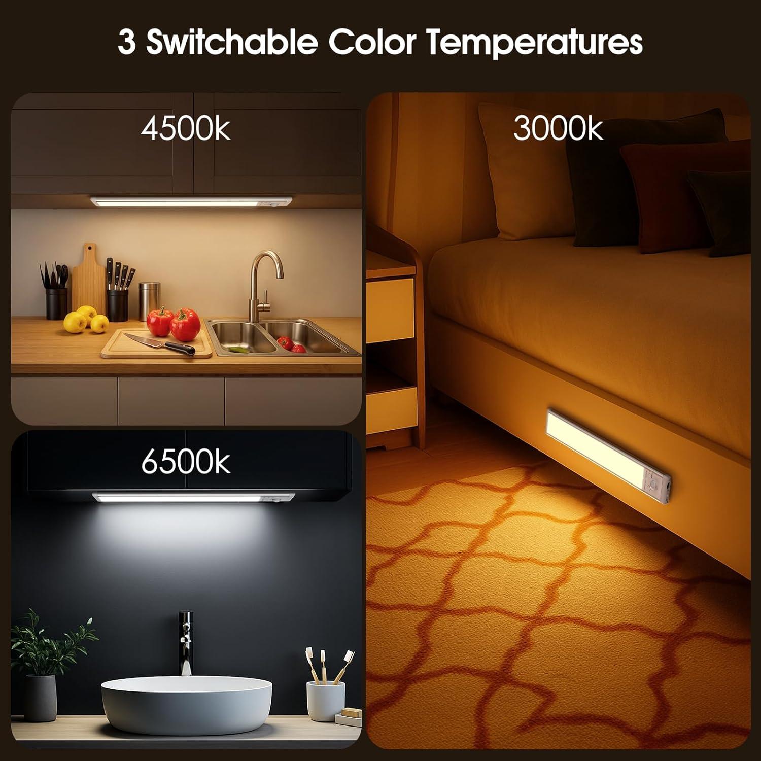 Luces Bajo Gabinete Chasesun 24.4cm LED Inalámbricas USB-C 5 Pzas