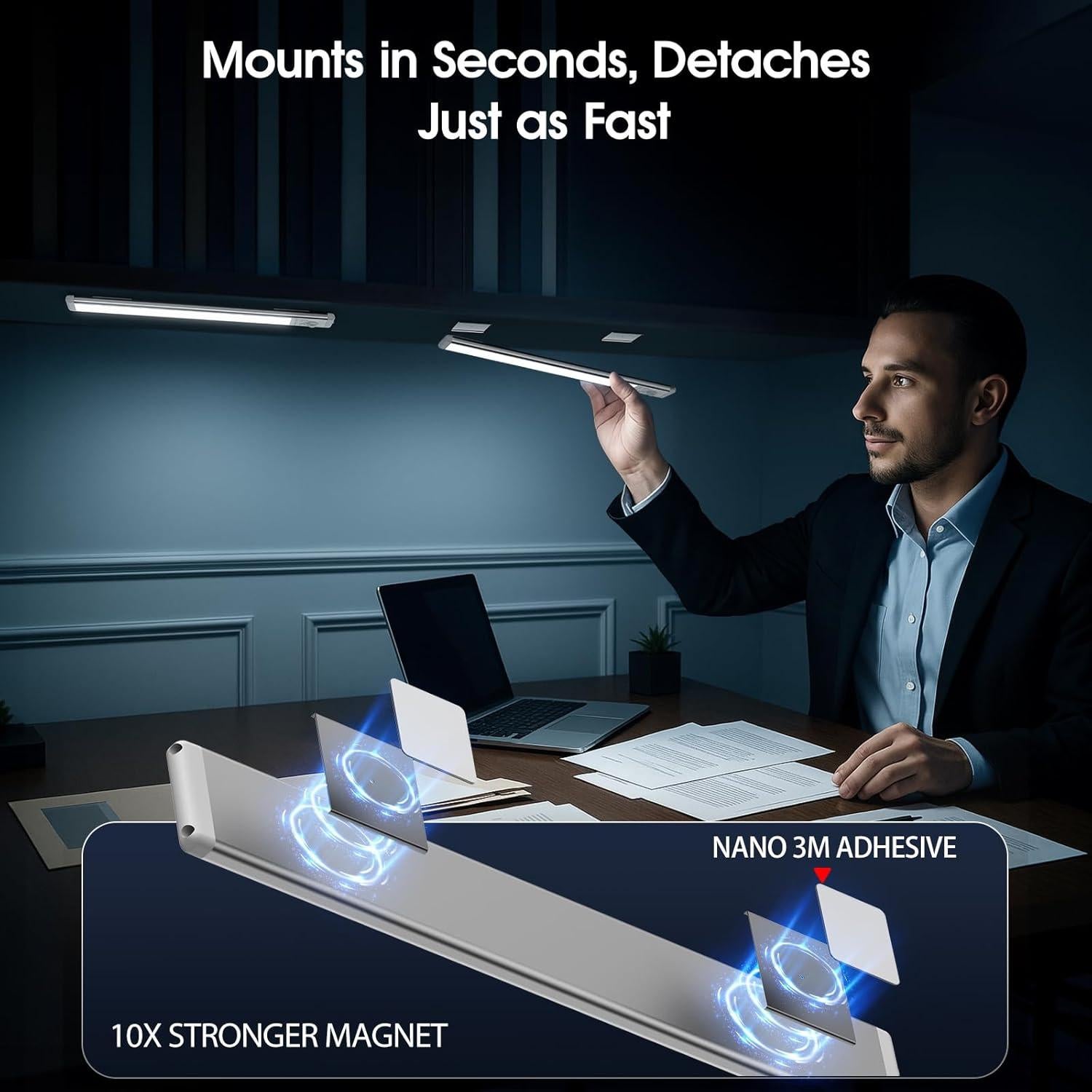 Luces Bajo Gabinete Chasesun 24.4cm LED Inalámbricas USB-C 5 Pzas