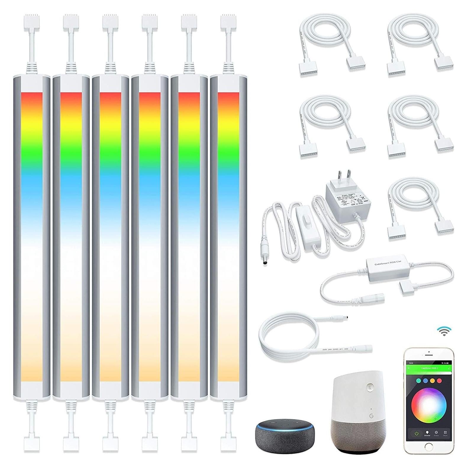 Tira de luces LED inteligente LAMPAOUS RGBCW 6 luces 30.48cm