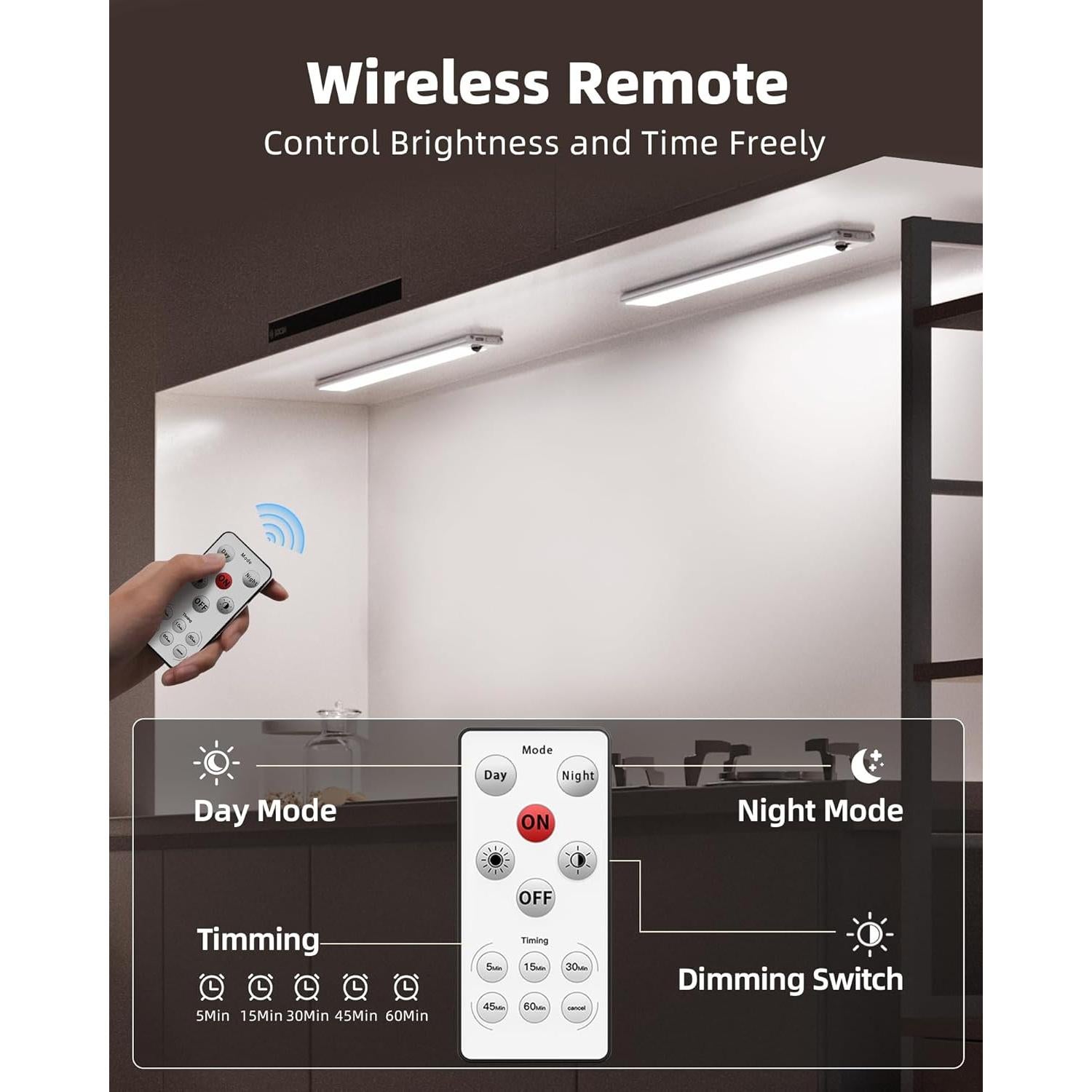 EZVALO Luz Bajo Gabinete 2Pack 36.83cm con Sensor y Control Remoto