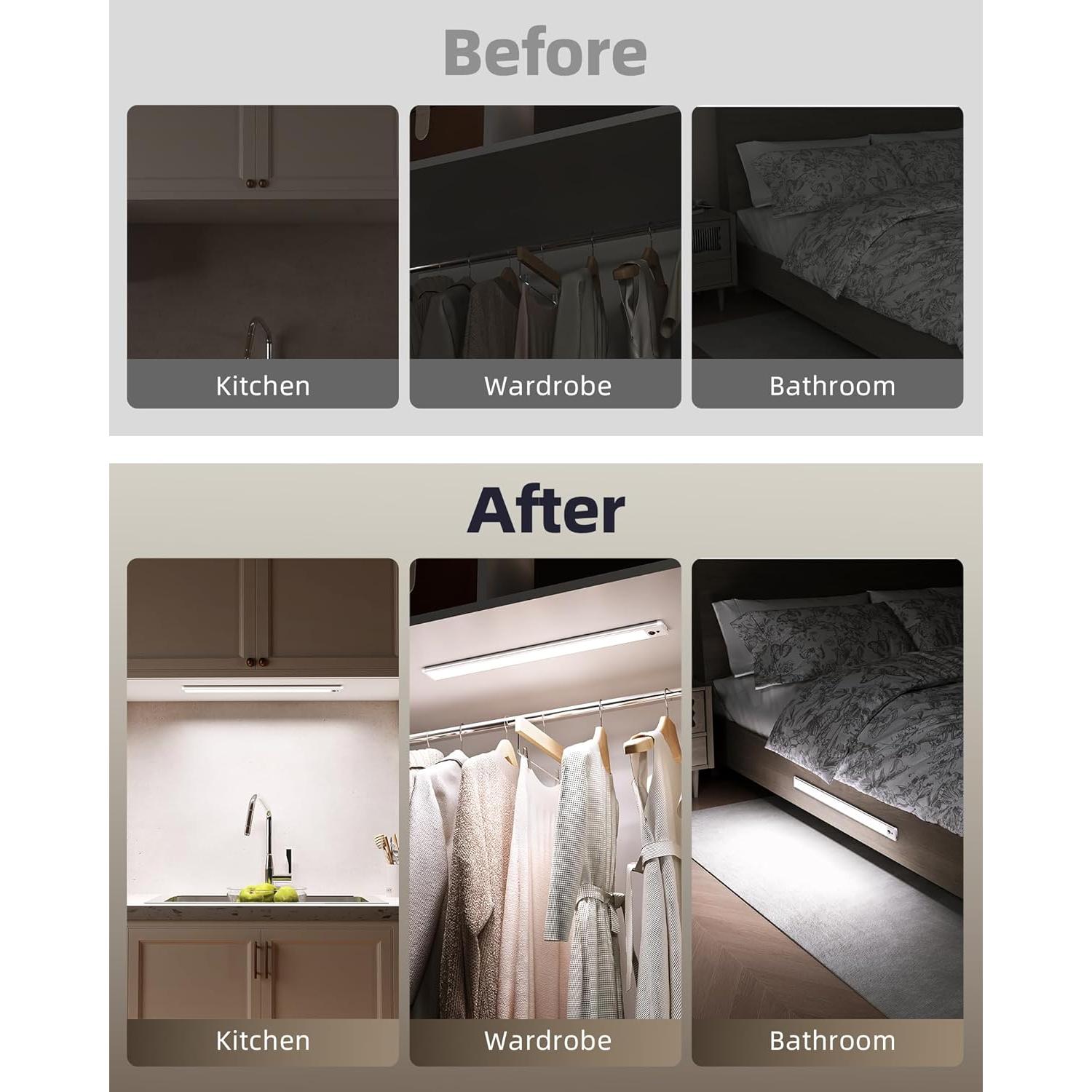 EZVALO Luz Bajo Gabinete 2Pack 36.83cm con Sensor y Control Remoto