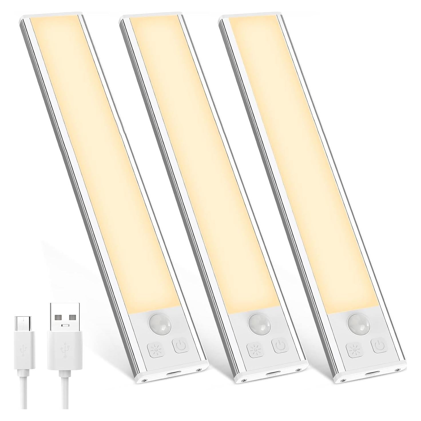 Paquete de 3 Luces Bajo Gabinete DEALGADGETS 32 LED Recargables