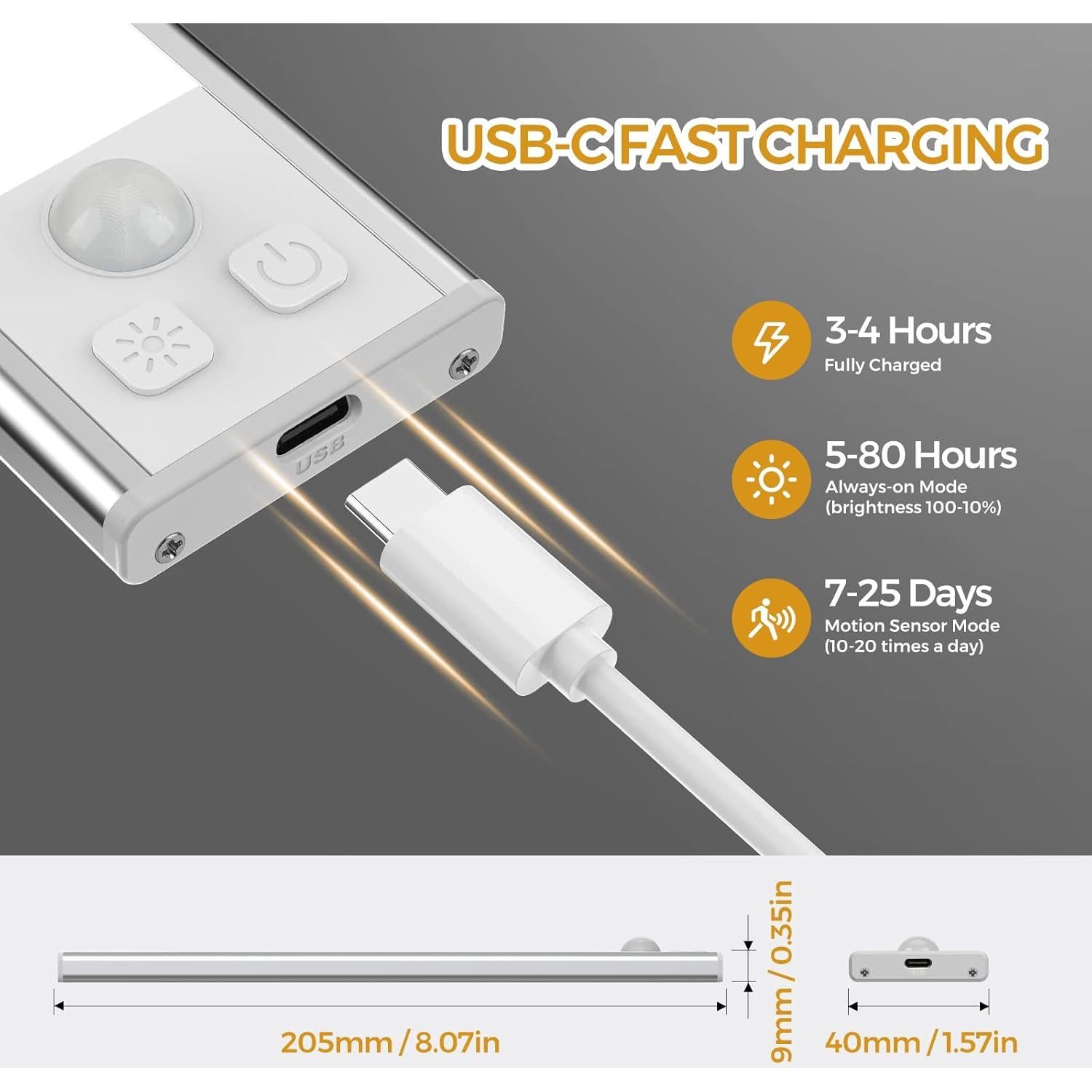 Paquete de 3 Luces Bajo Gabinete DEALGADGETS 32 LED Recargables