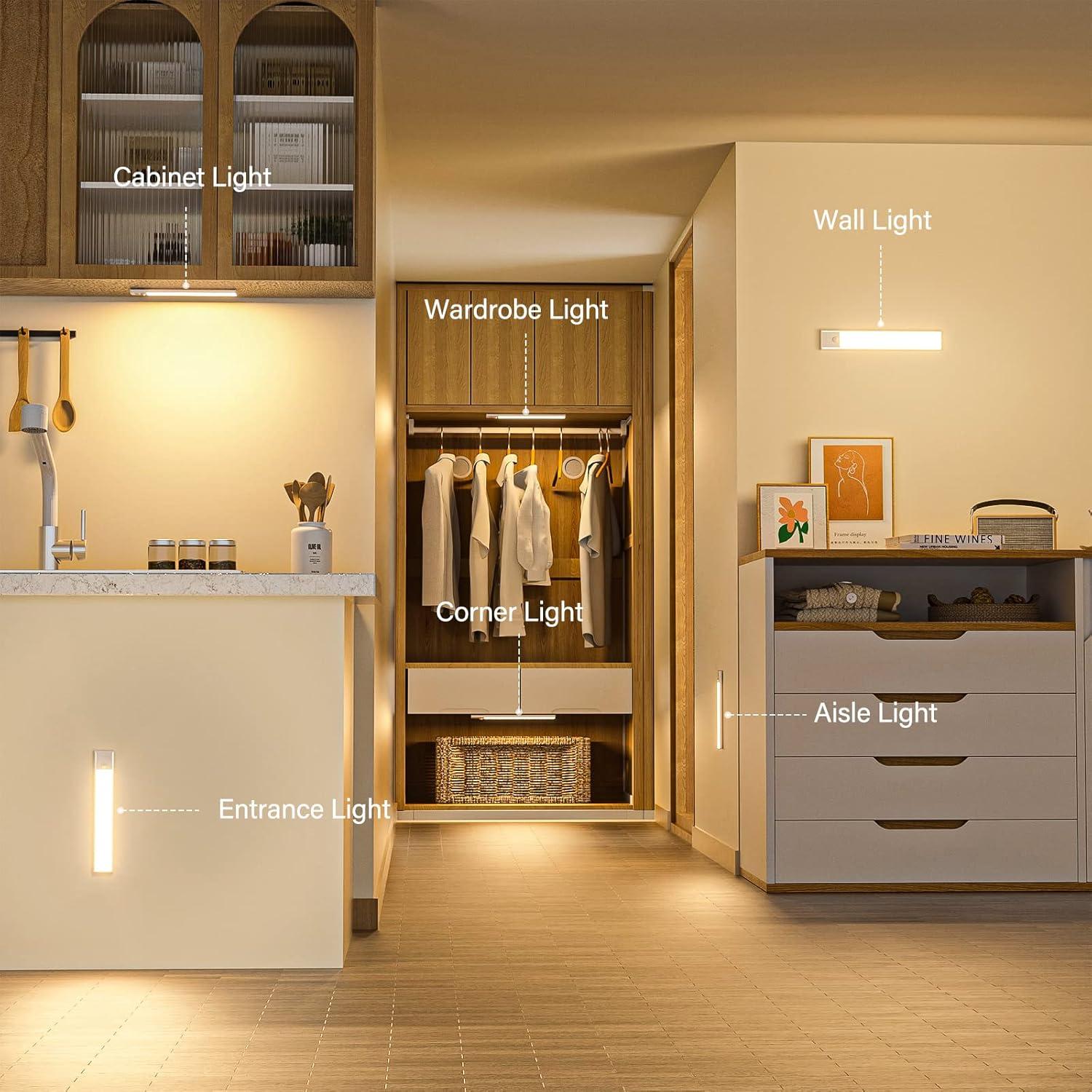 Paquete de 3 Luces Bajo Gabinete DEALGADGETS 32 LED Recargables