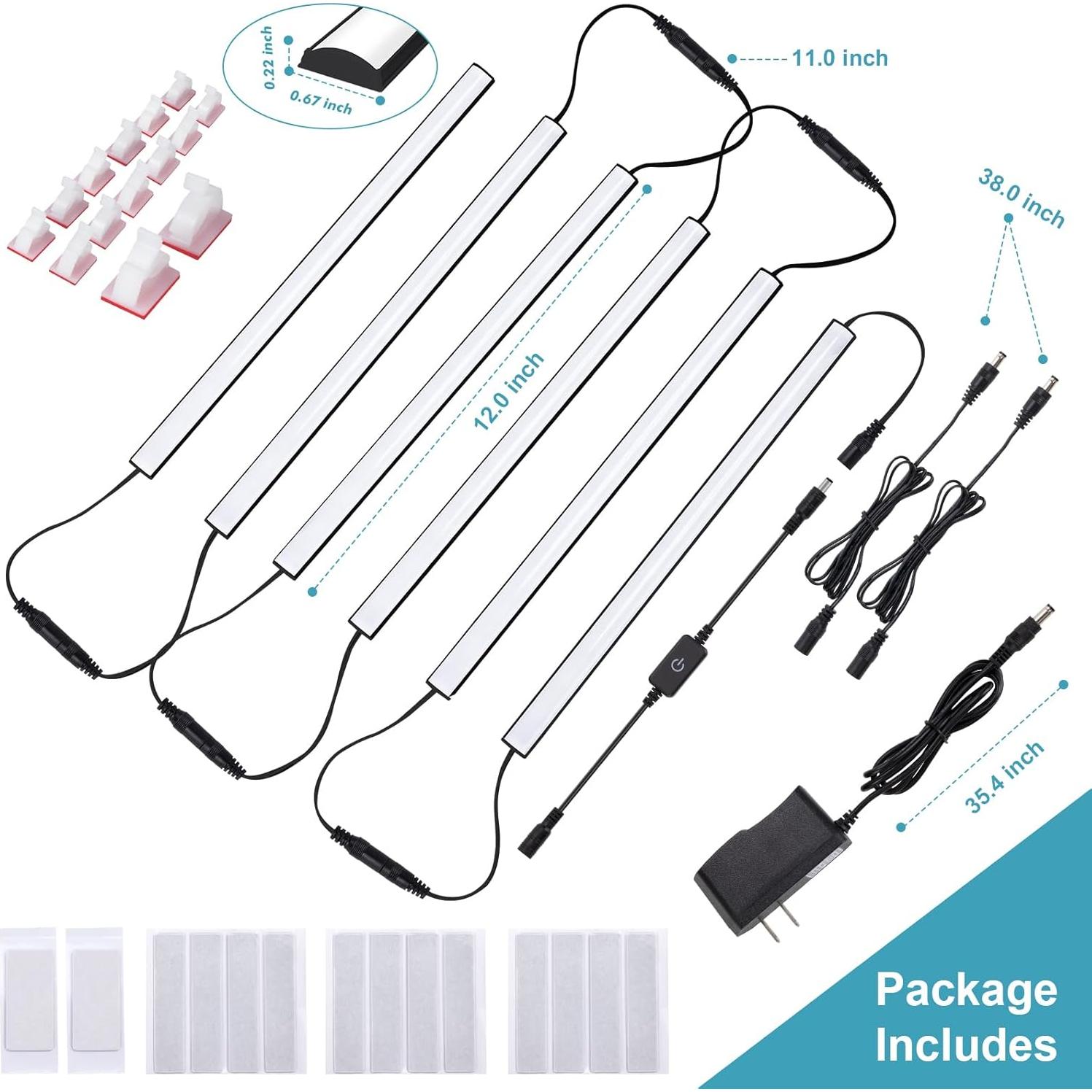 Kit de Iluminación LED Bajo Gabinete JUSJUBR 6 Pcs 30.48 cm 6000K