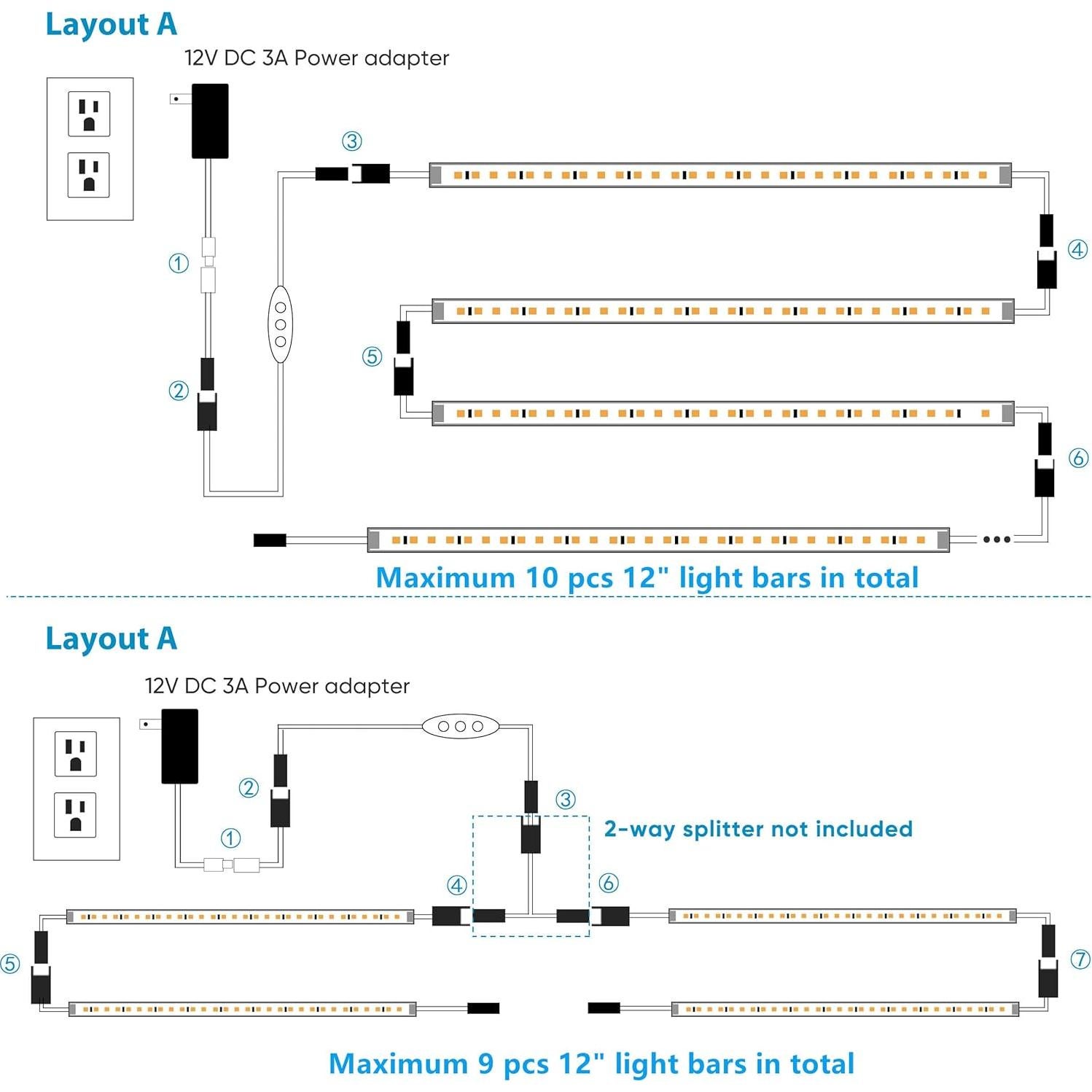 Kit de Iluminación Bajo Gabinete Litever 6 Luces LED 30cm 3000K