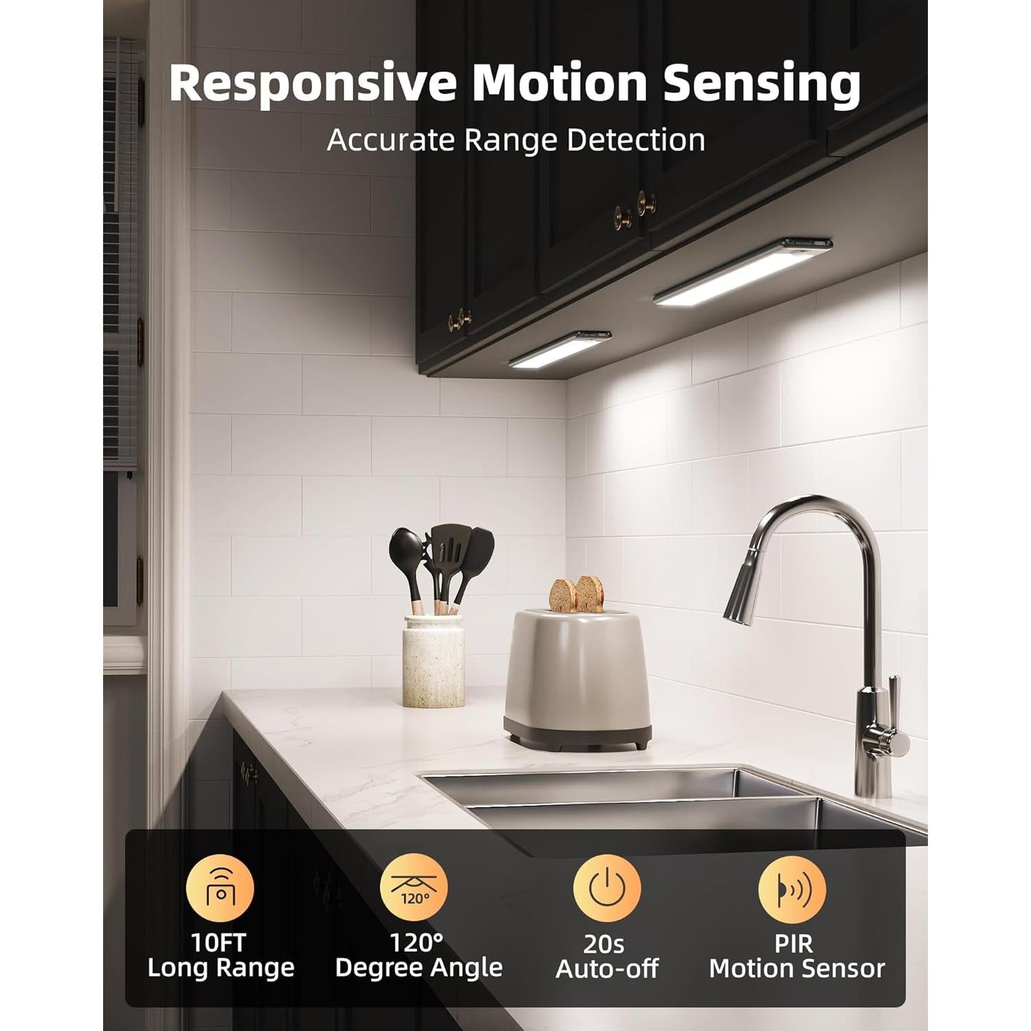 Iluminación Bajo Gabinete AMETHEUS Lite23, 3 Luces Recargables