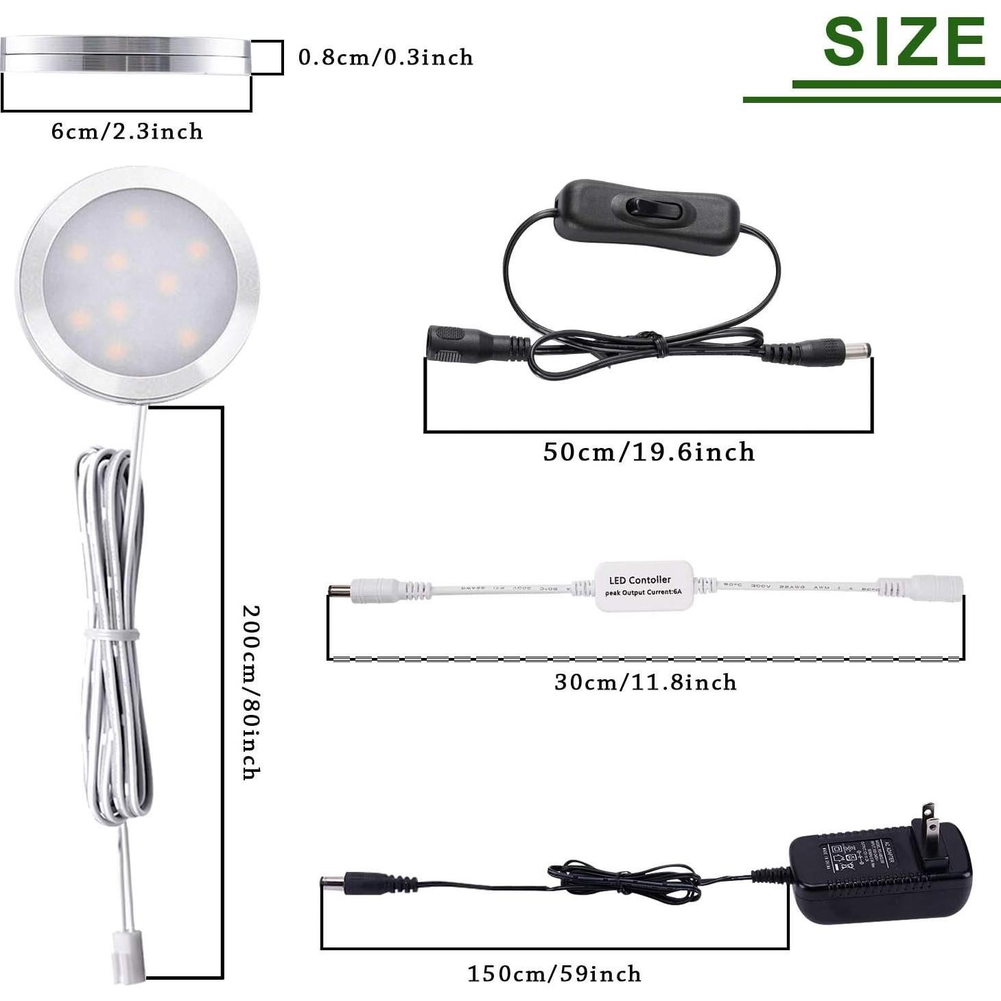 AIBOO Kit de 6 Luces LED Puck Regulables para Cocina 12V
