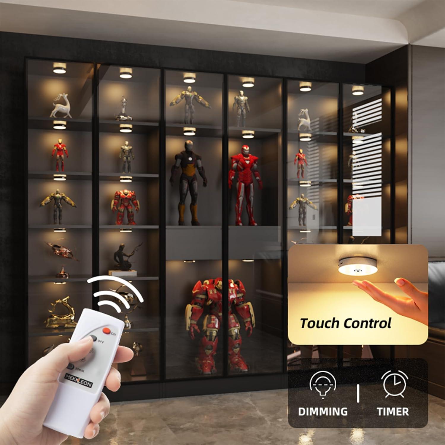 Luces Puck Recargables con Control Remoto 3000K - 6 Piezas