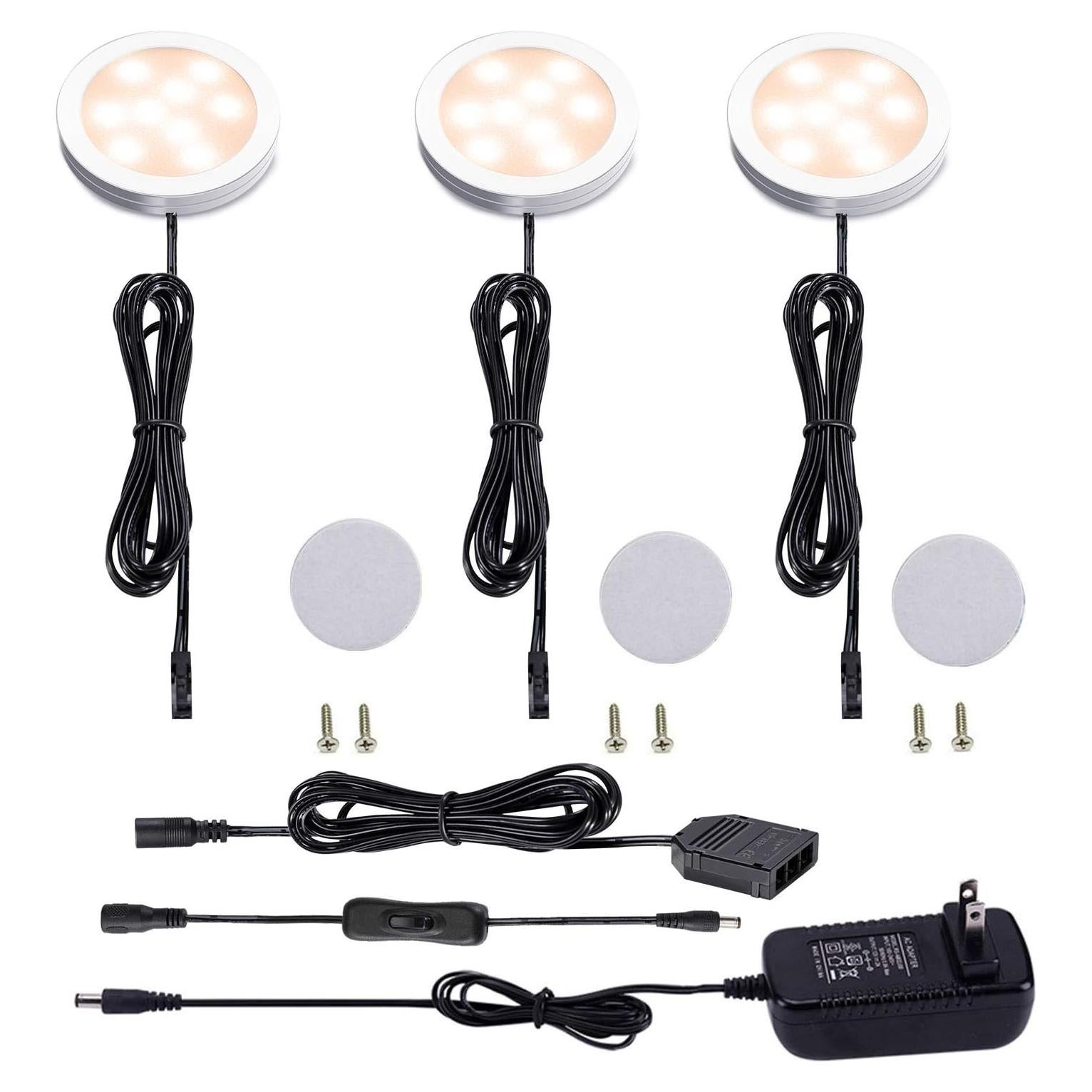 Kit de Iluminación LED AIBOO 12V 3 Puck 6W Blanco Cálido
